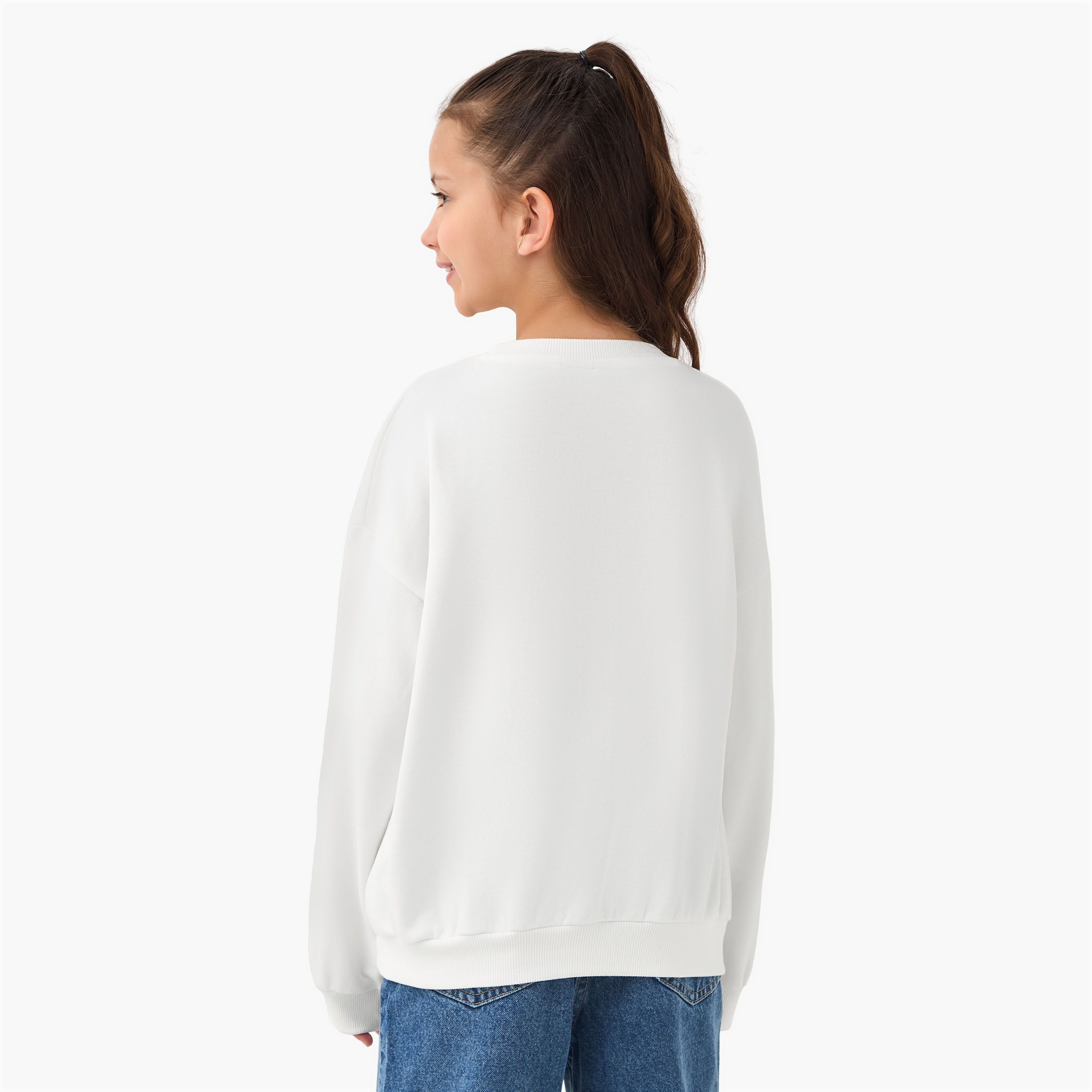 Juniors Graphic Print Sweatshirt with Long Sleeves-girls-clothing-winterwear-sweatshirts-image-1