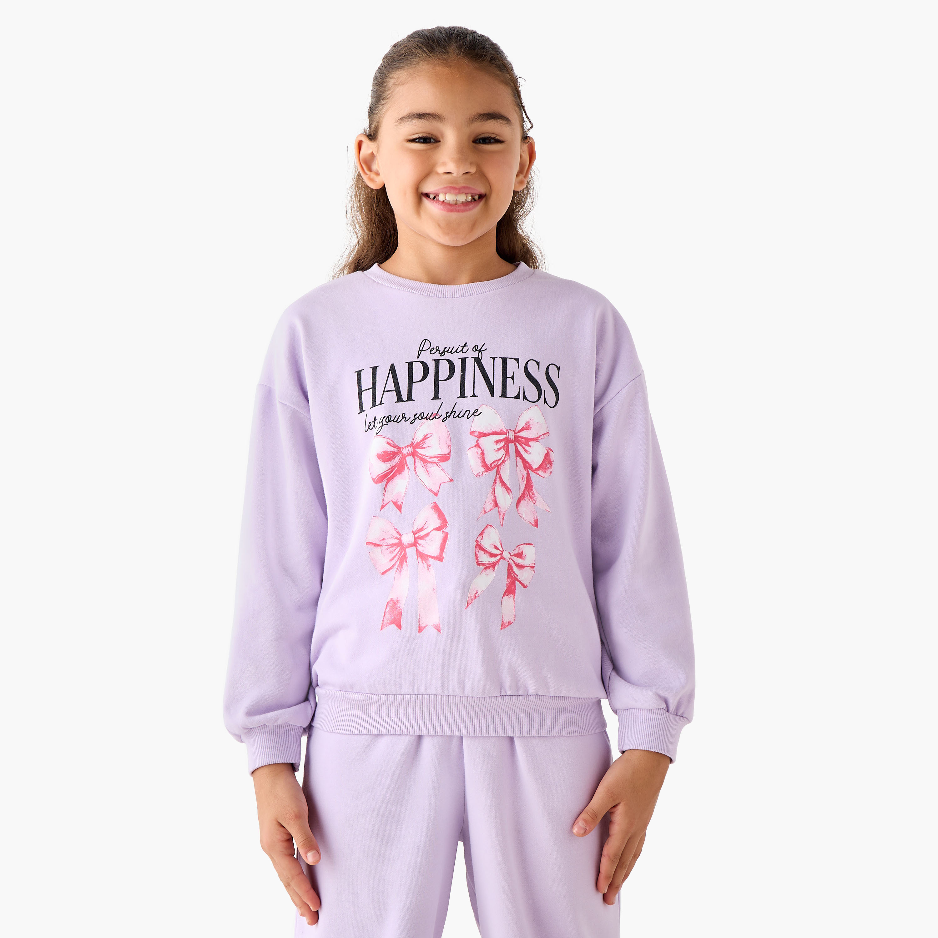 Juniors Printed Sweatshirt with Long Sleeves-girls-clothing-winterwear-sweatshirts-image-1