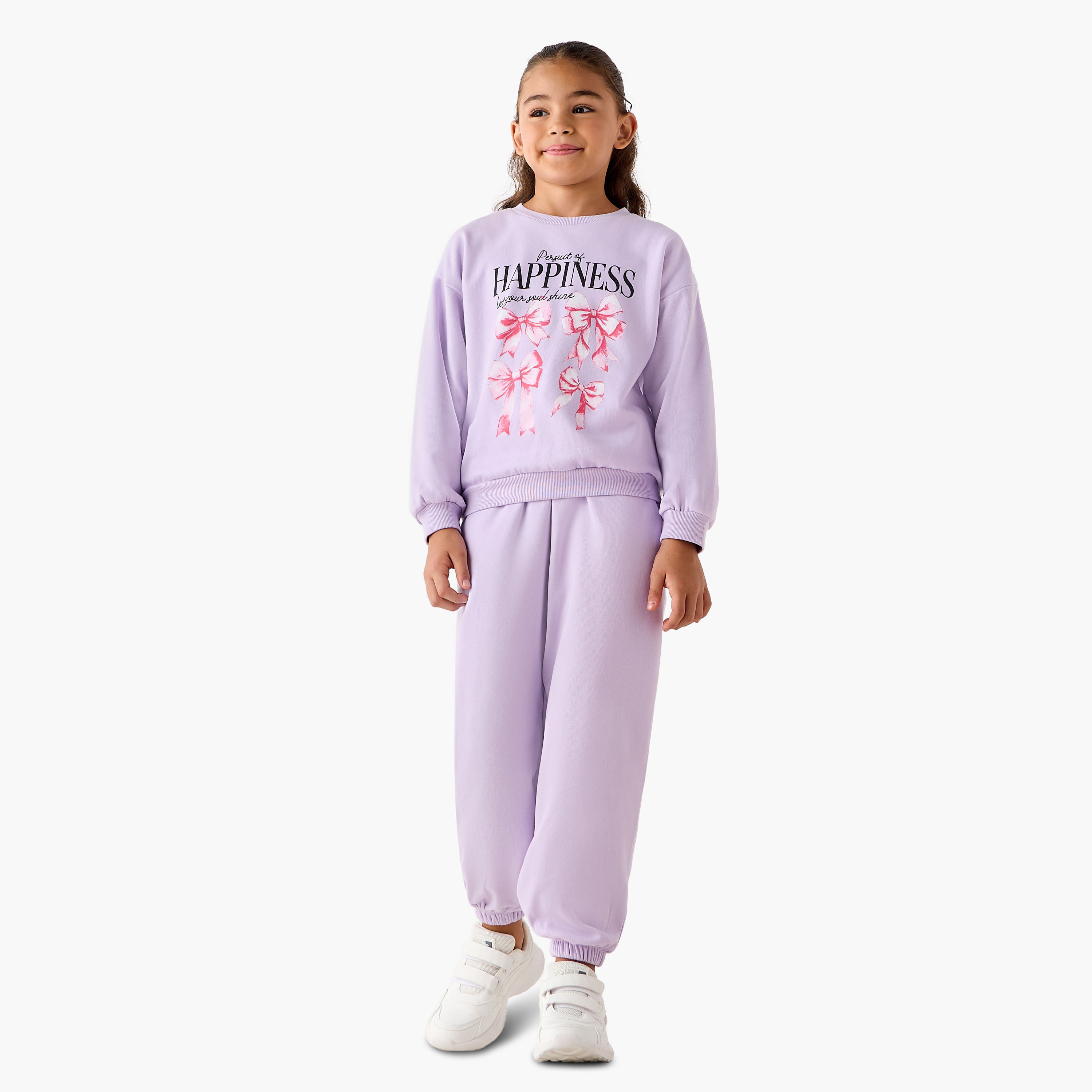 Juniors Printed Sweatshirt with Long Sleeves-girls-clothing-winterwear-sweatshirts-image-2