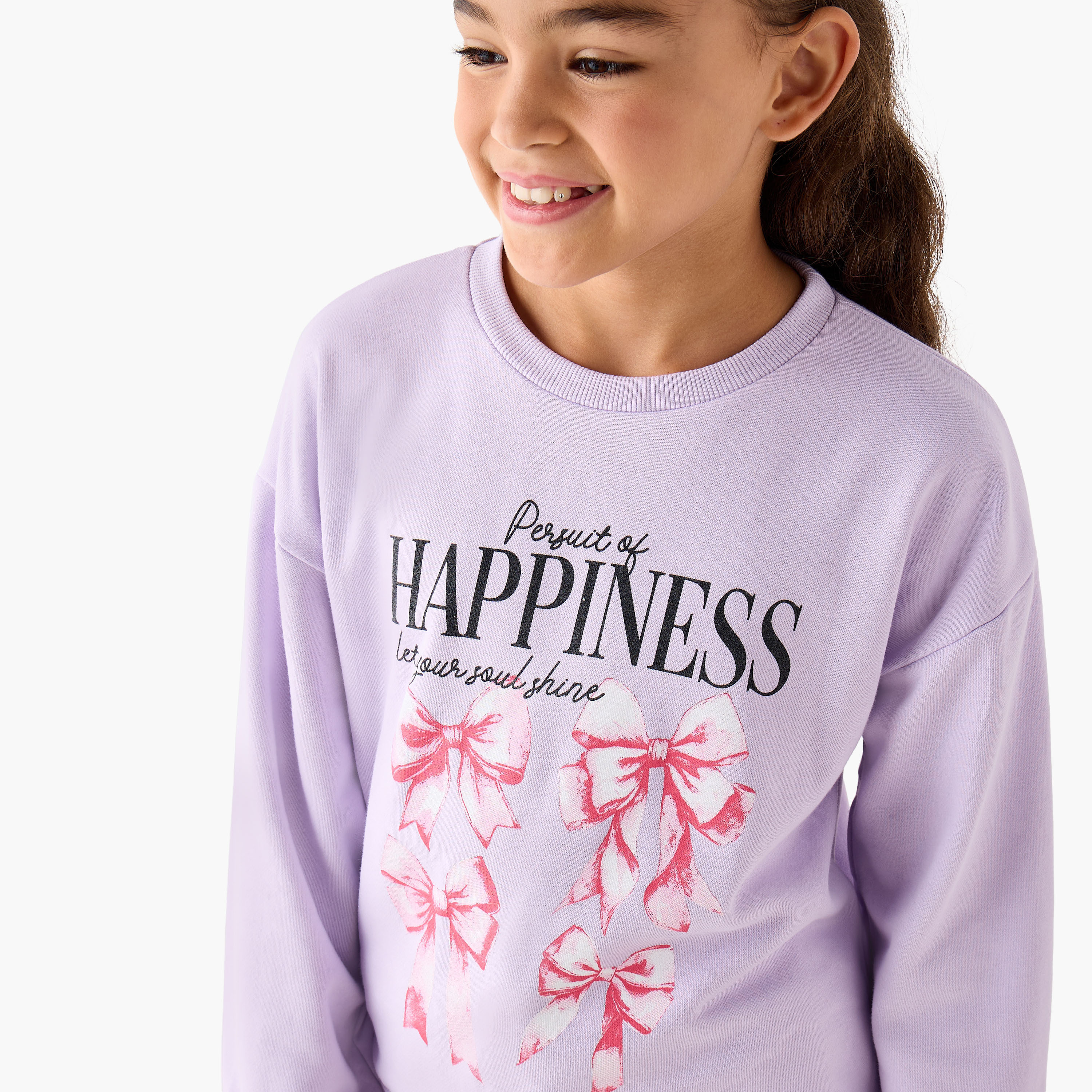 Juniors Printed Sweatshirt with Long Sleeves-girls-clothing-winterwear-sweatshirts-image-4