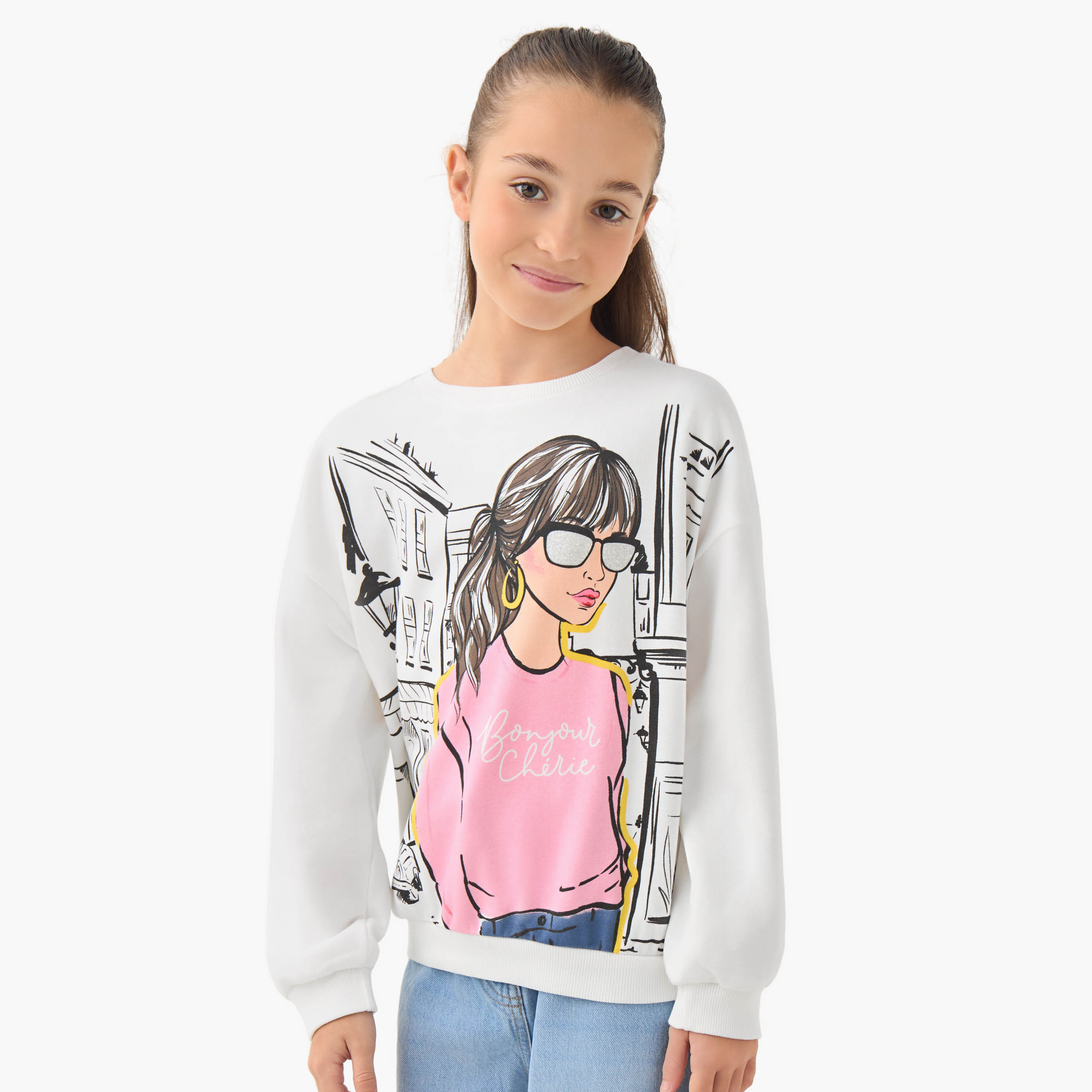 سويت شيرت بطبعات جرافيك وأكمام طويلة من جونيورز-girls-clothing-winterwear-sweatshirts-image-5