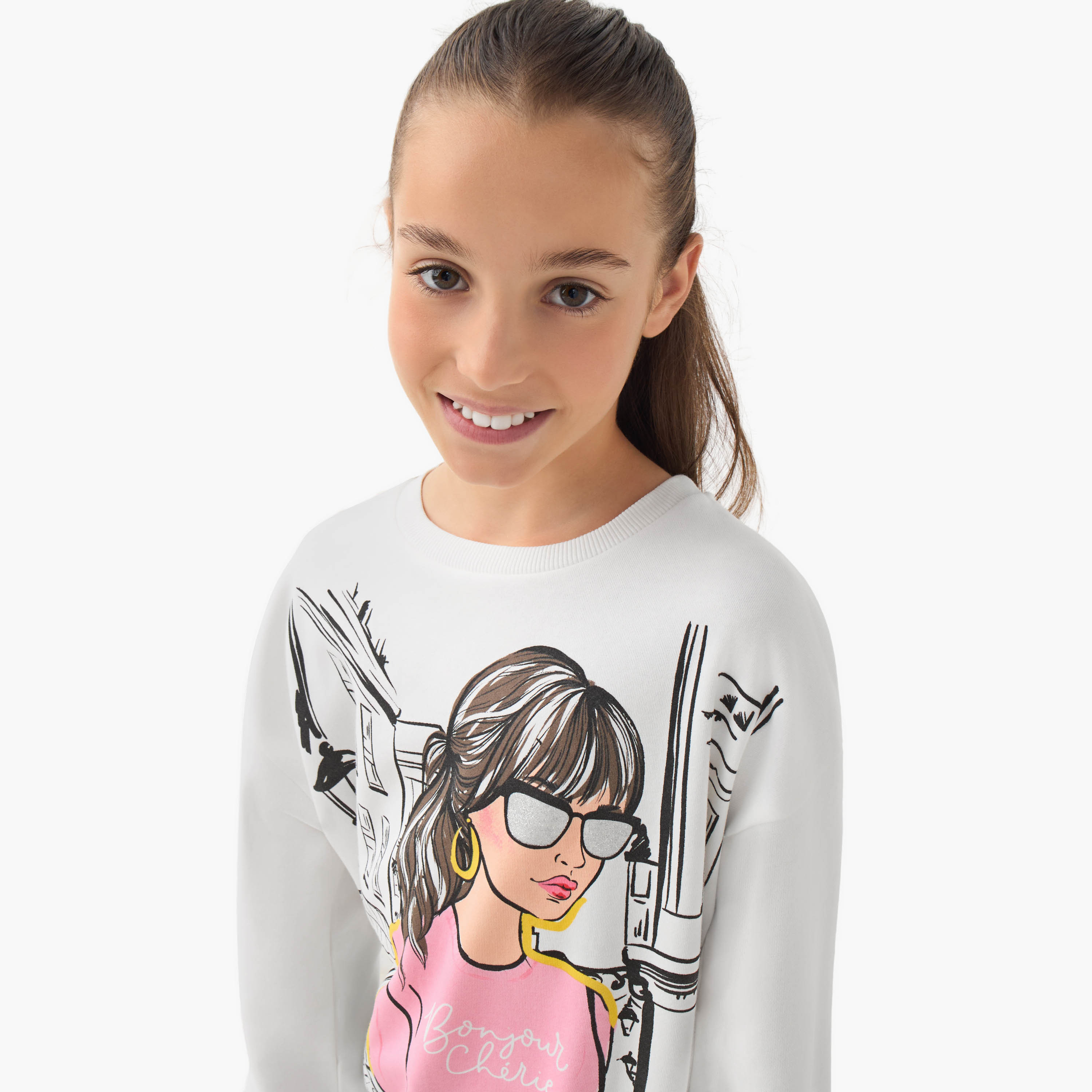 سويت شيرت بطبعات جرافيك وأكمام طويلة من جونيورز-girls-clothing-winterwear-sweatshirts-image-2