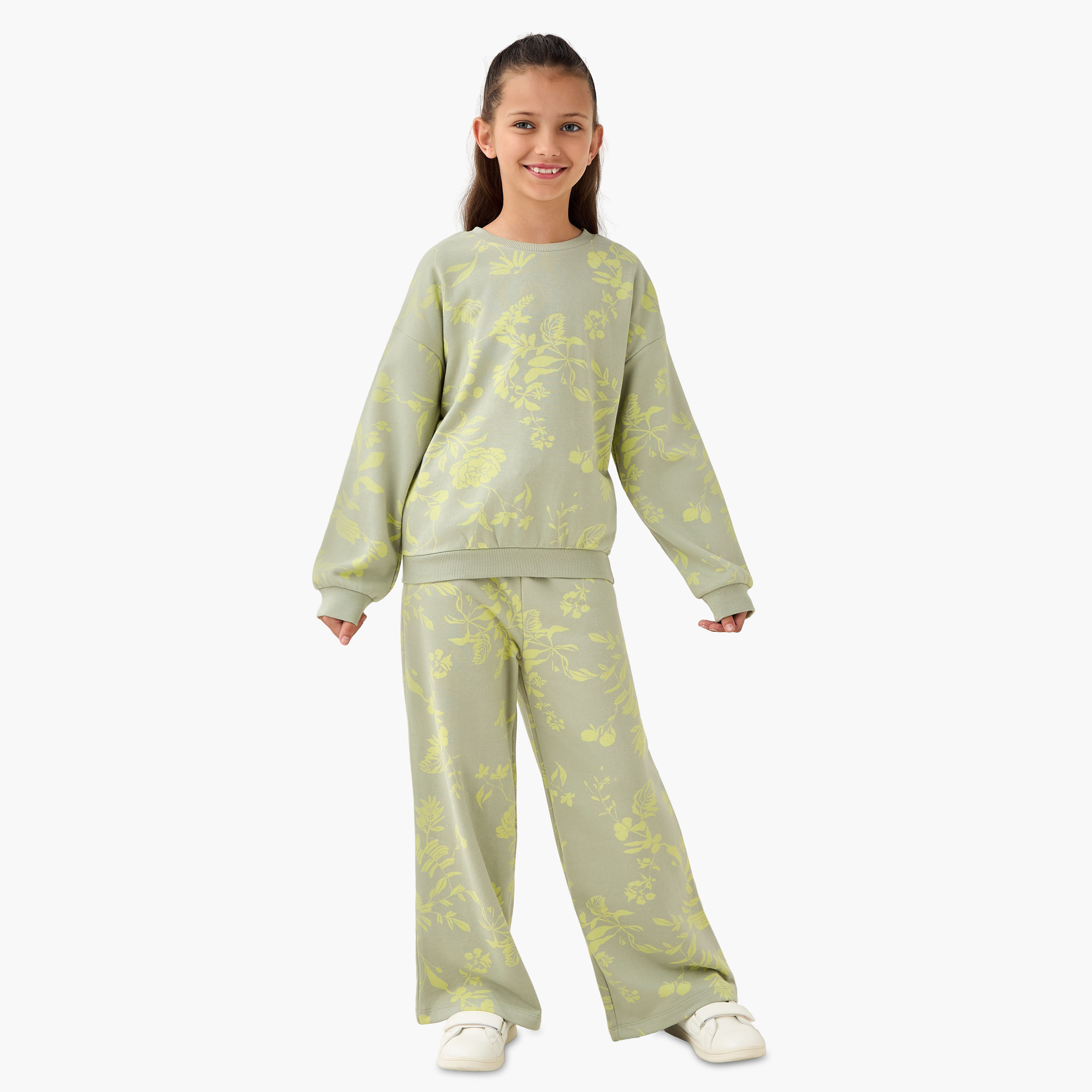 سويت شيرت بأكمام طويلة وطبعات زهرية من جونيورز-girls-clothing-winterwear-sweatshirts-image-2