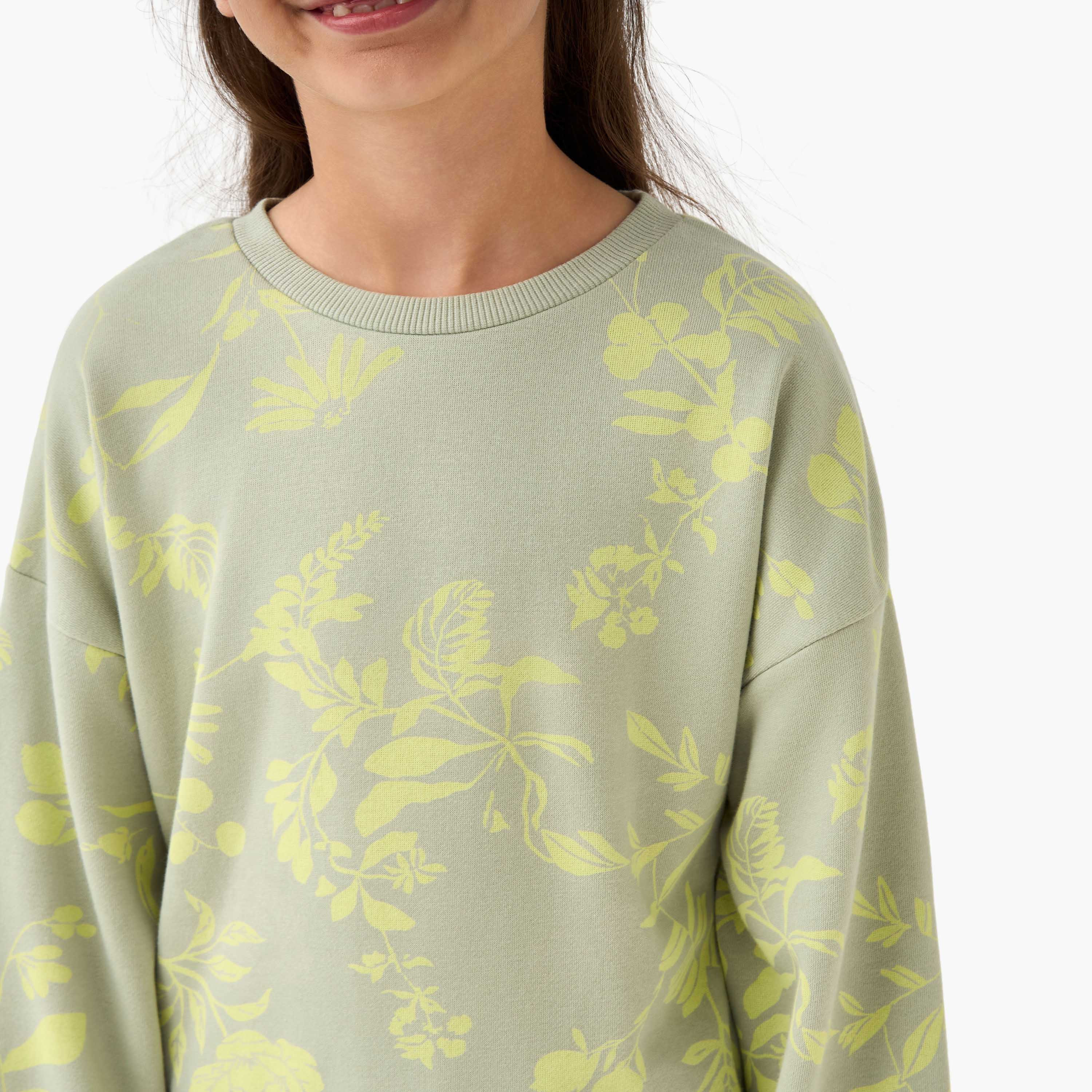 سويت شيرت بأكمام طويلة وطبعات زهرية من جونيورز-girls-clothing-winterwear-sweatshirts-image-4