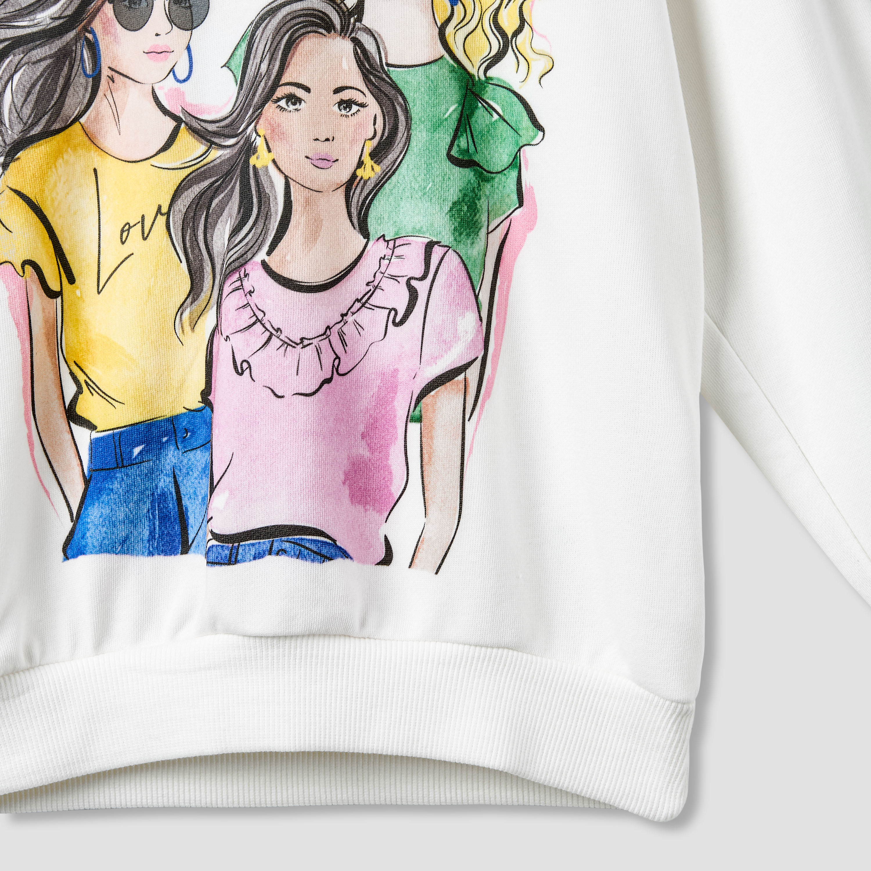 Juniors Girls Crew Neck Sweatshirt with Graphic Print - Cotton - Long Sleeves-girls-clothing-sweatshirts-image-4