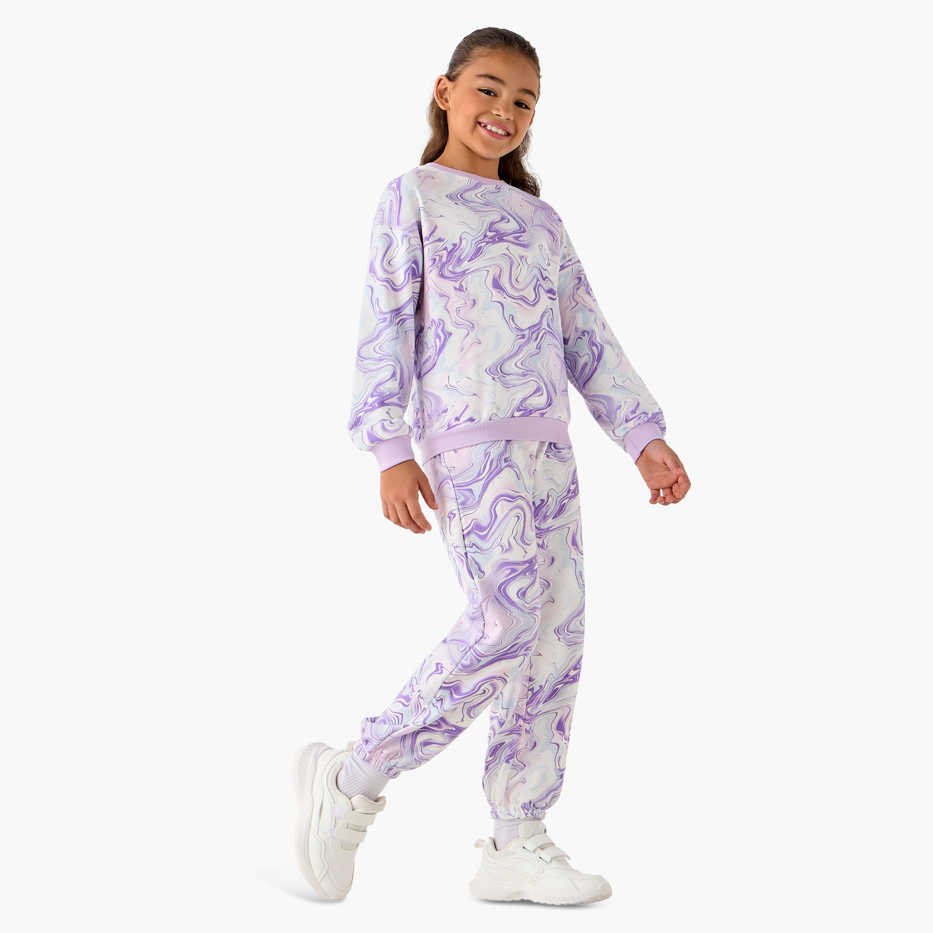 سويت شيرت بأكمام طويلة وطبعات رخامية من جونيورز-girls-clothing-sweatshirts-image-3