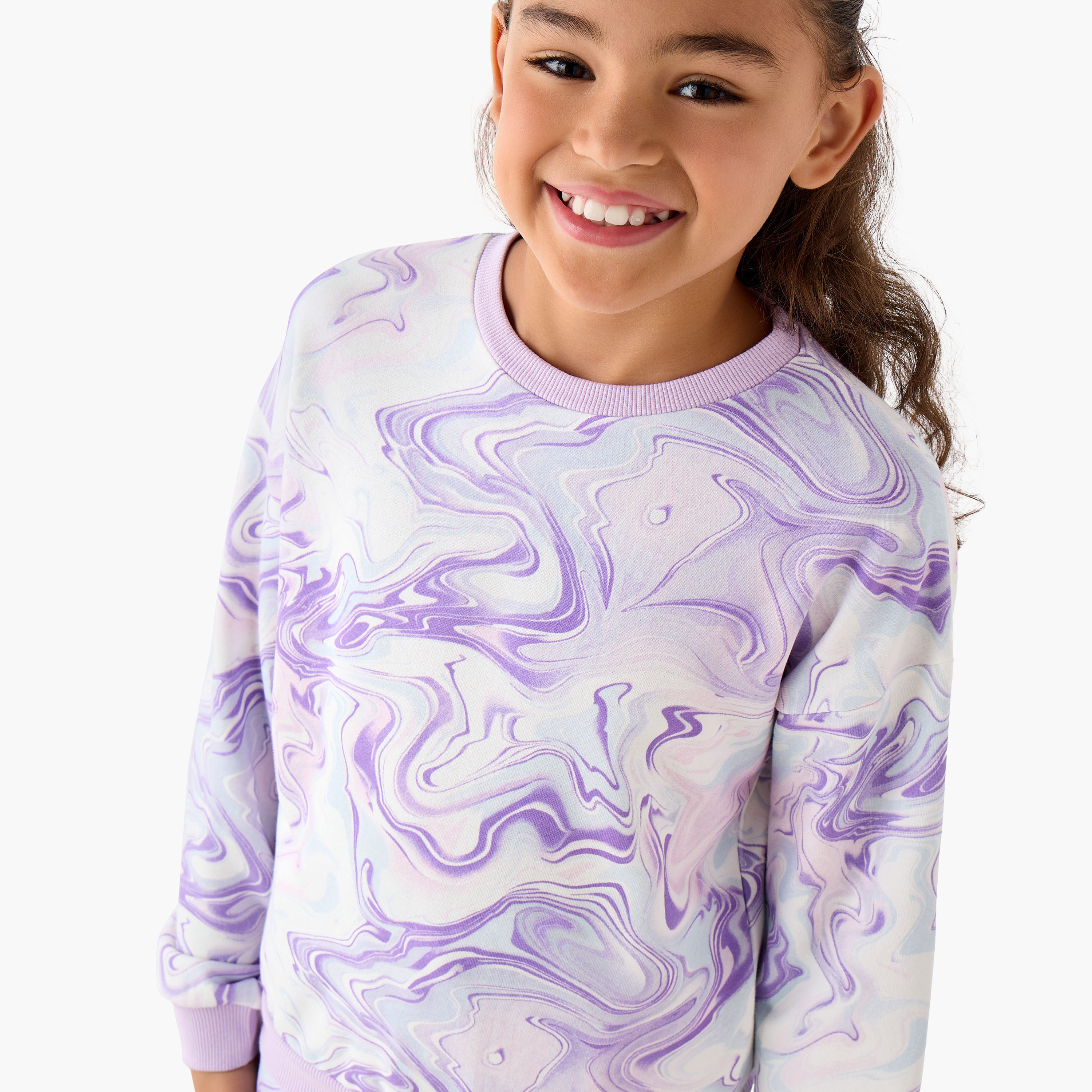 سويت شيرت بأكمام طويلة وطبعات رخامية من جونيورز-girls-clothing-sweatshirts-image-1