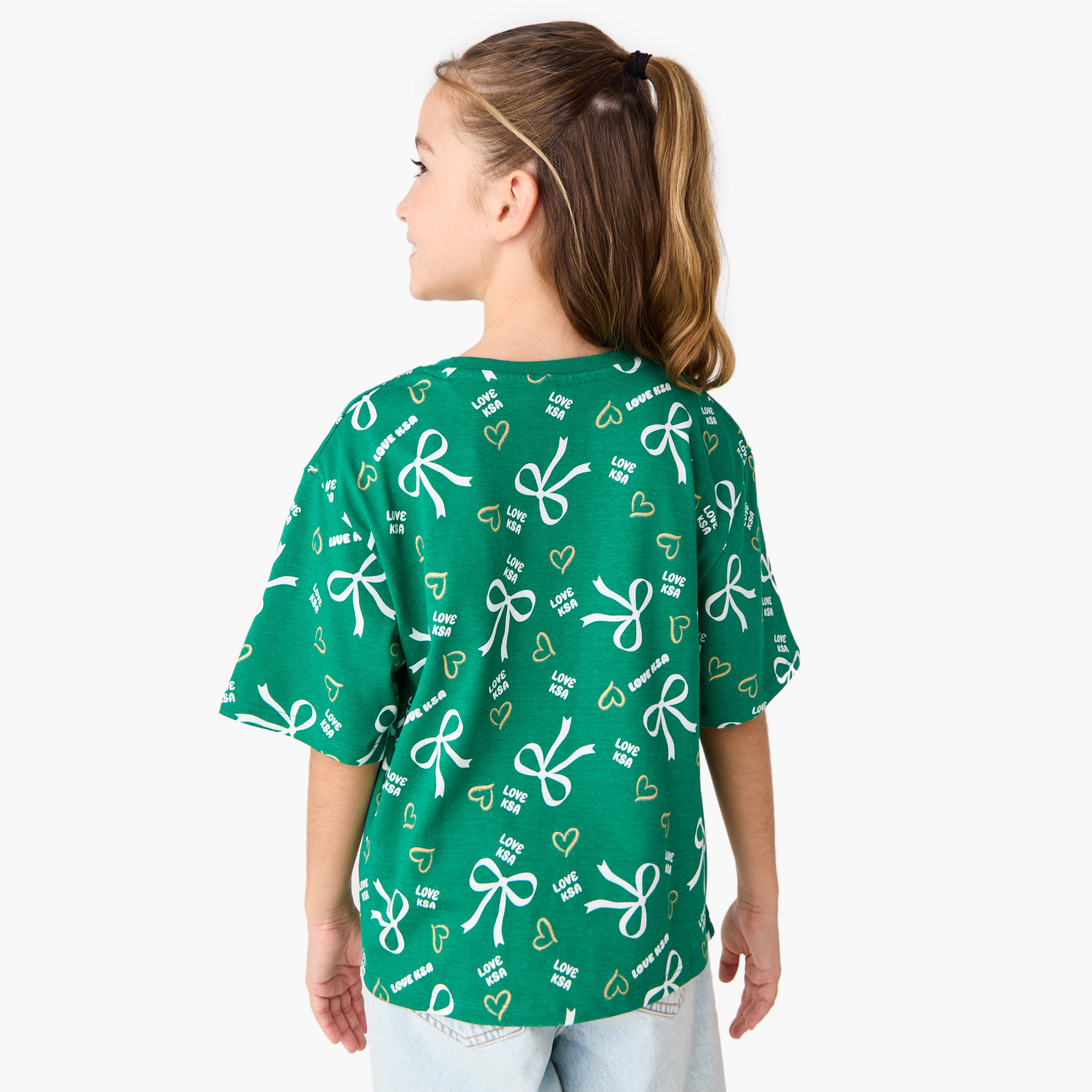 تيشيرت بطبعات اليوم الوطني السعودي بأكمام قصيرة من جونيورز-girls-clothing-tshirts-image-3