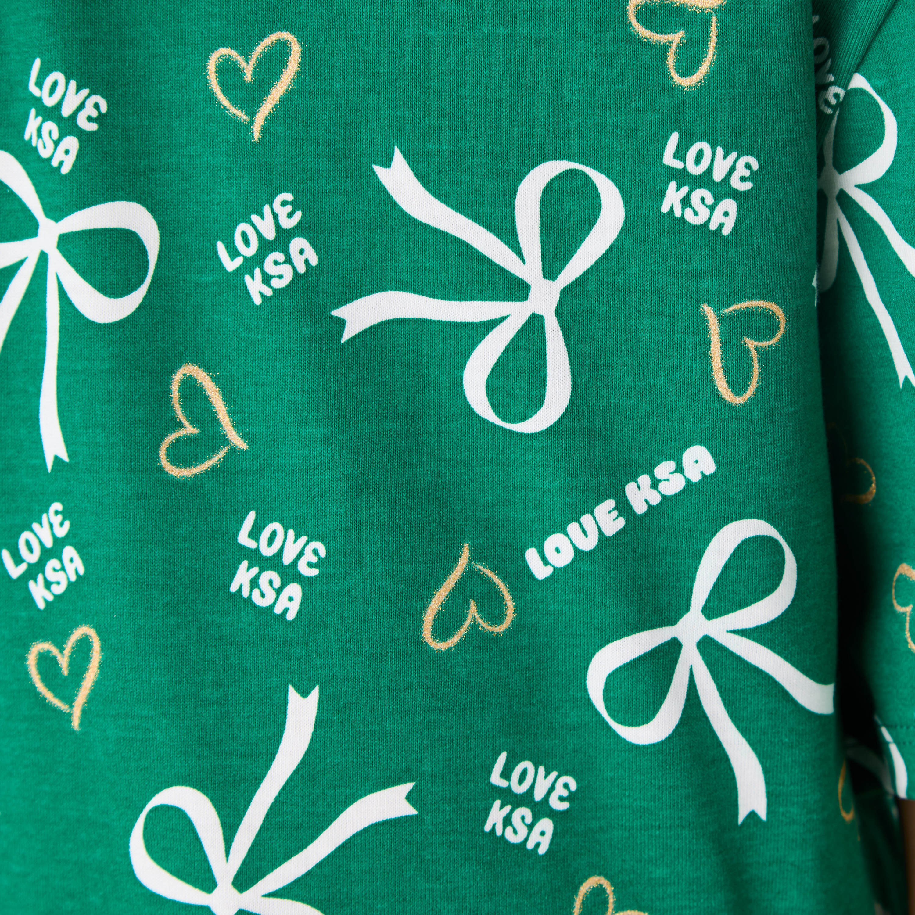 Juniors KSA National Day Print T-shirt with Short Sleeves-girls-clothing-tshirts-image-5