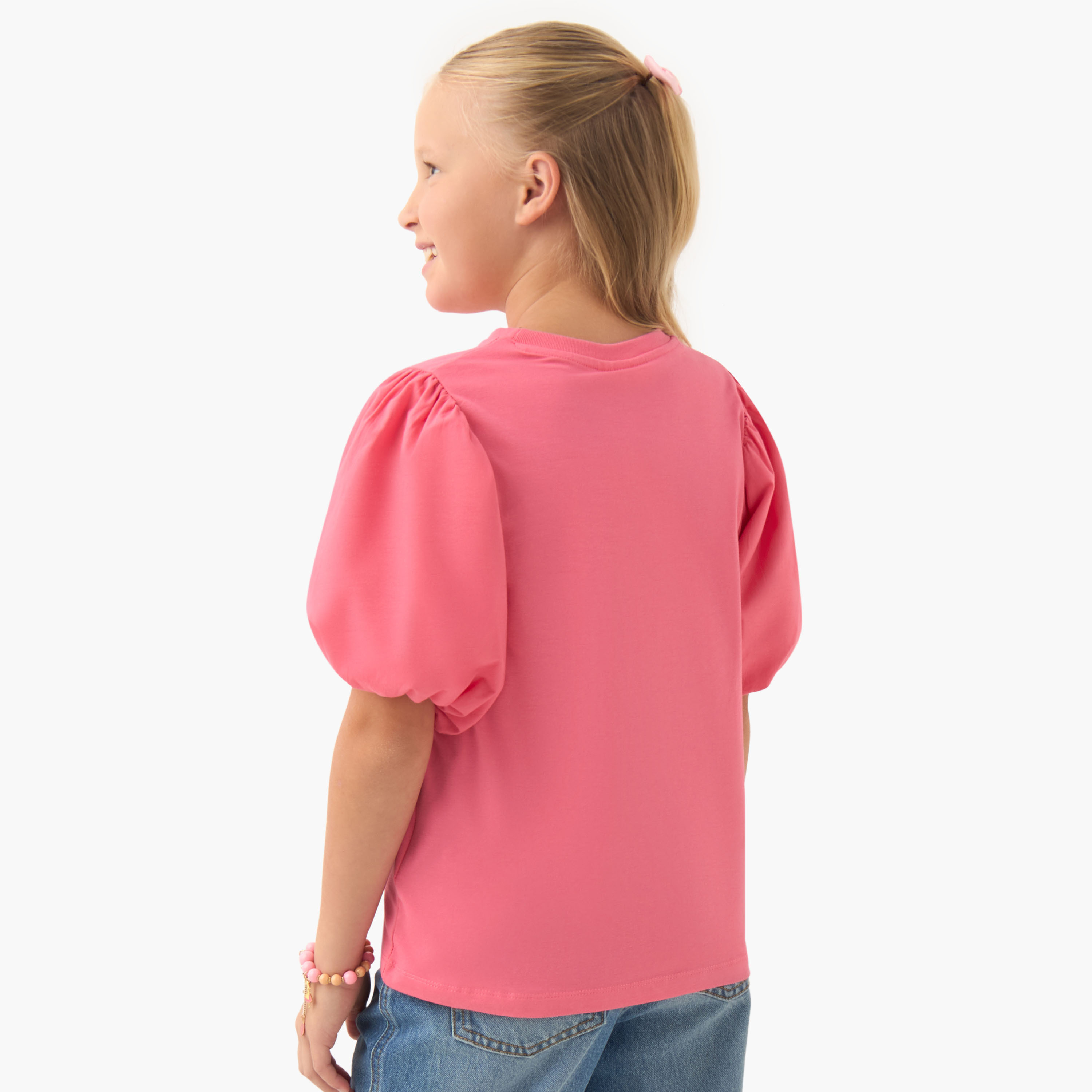 تيشيرت بأكمام قصيرة وياقة ضيقة مزين بالؤلؤ للبنات من جونيورز-girls-clothing-tshirts-image-3