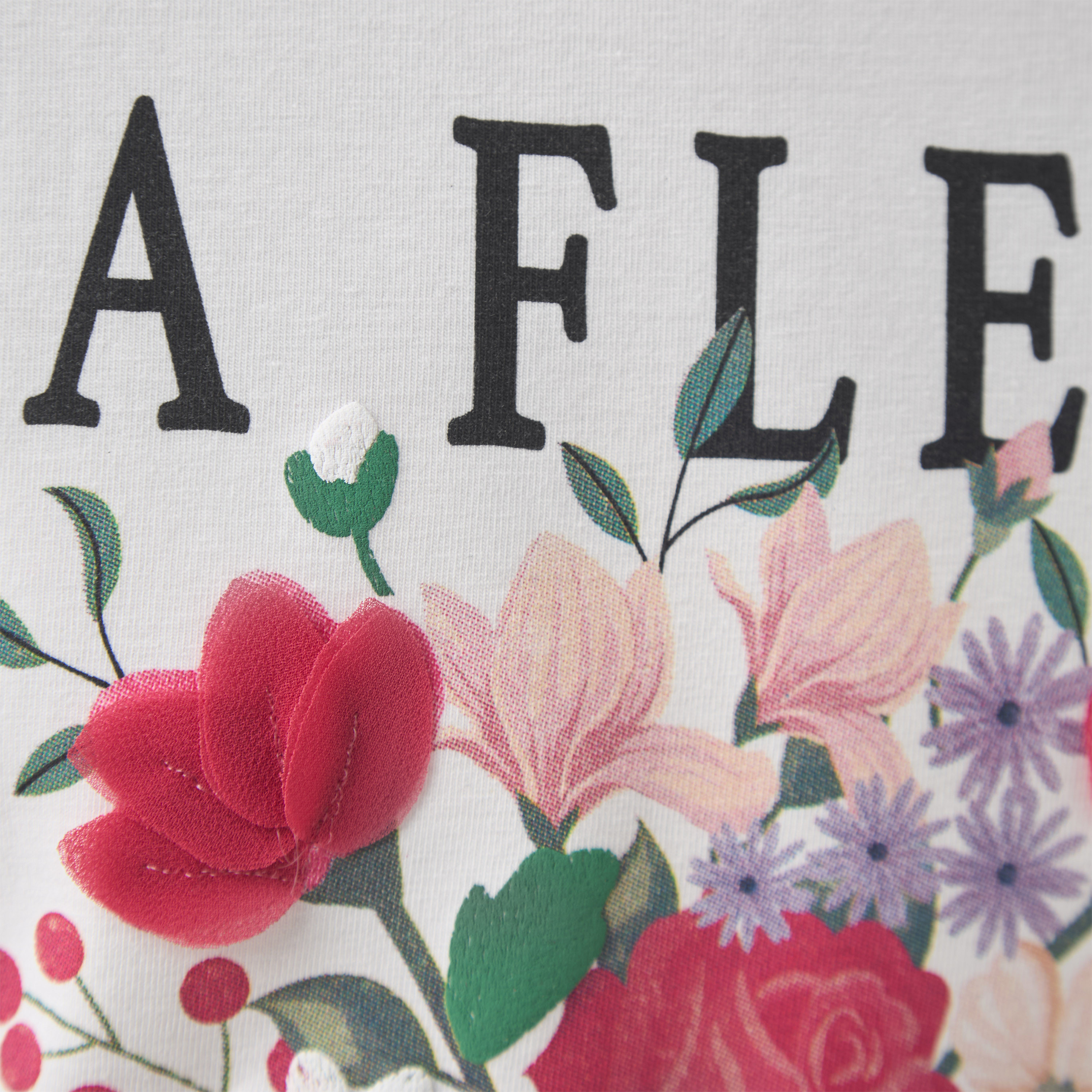 Juniors Girls Crew Neck Top with Floral Print - Cotton - Long Sleeves-girls-clothing-tshirts-image-5