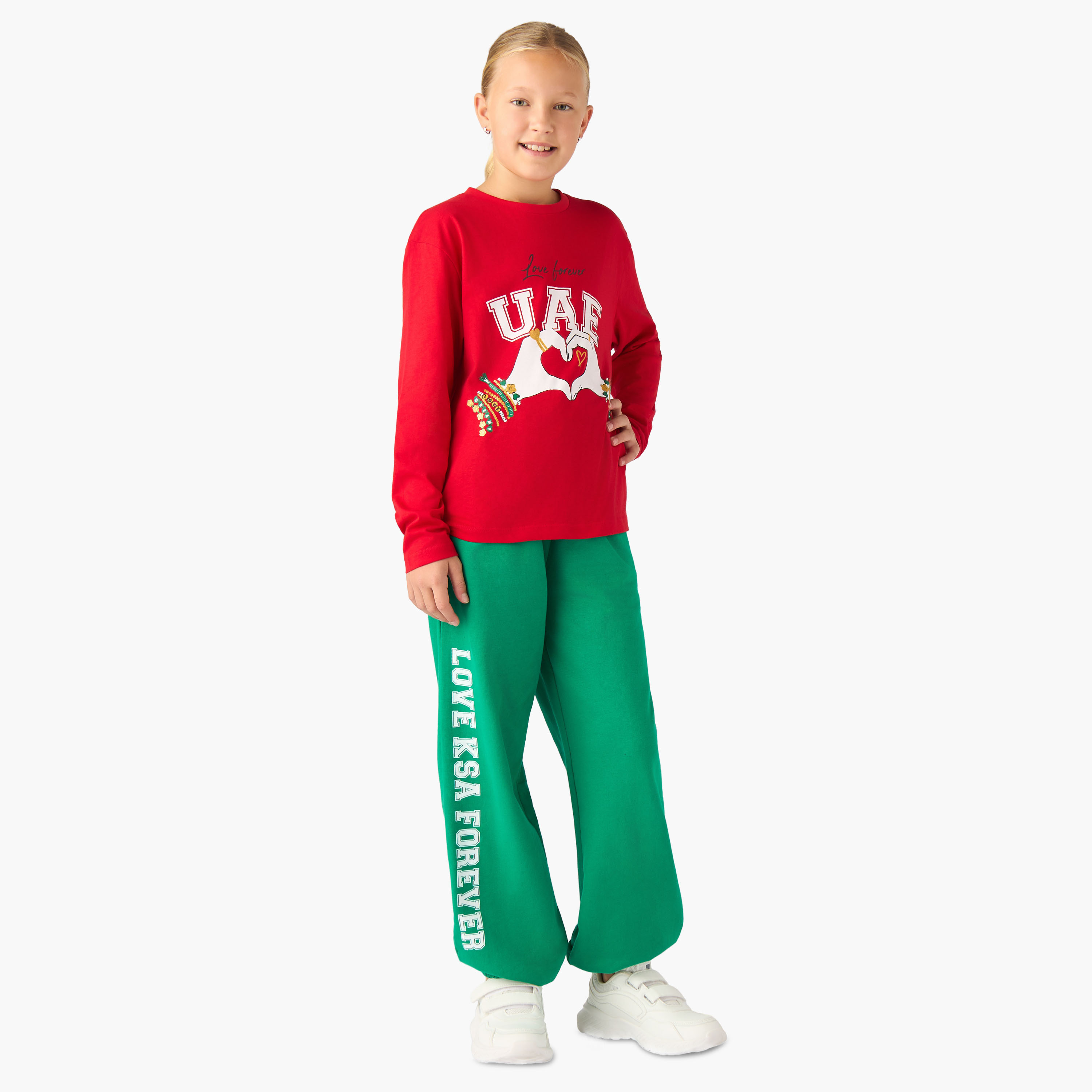 تيشيرت بناتي قطن بأكمام طويلة ورقبة ضيقة وطبعات من جونيورز-girls-clothing-tshirts-image-2
