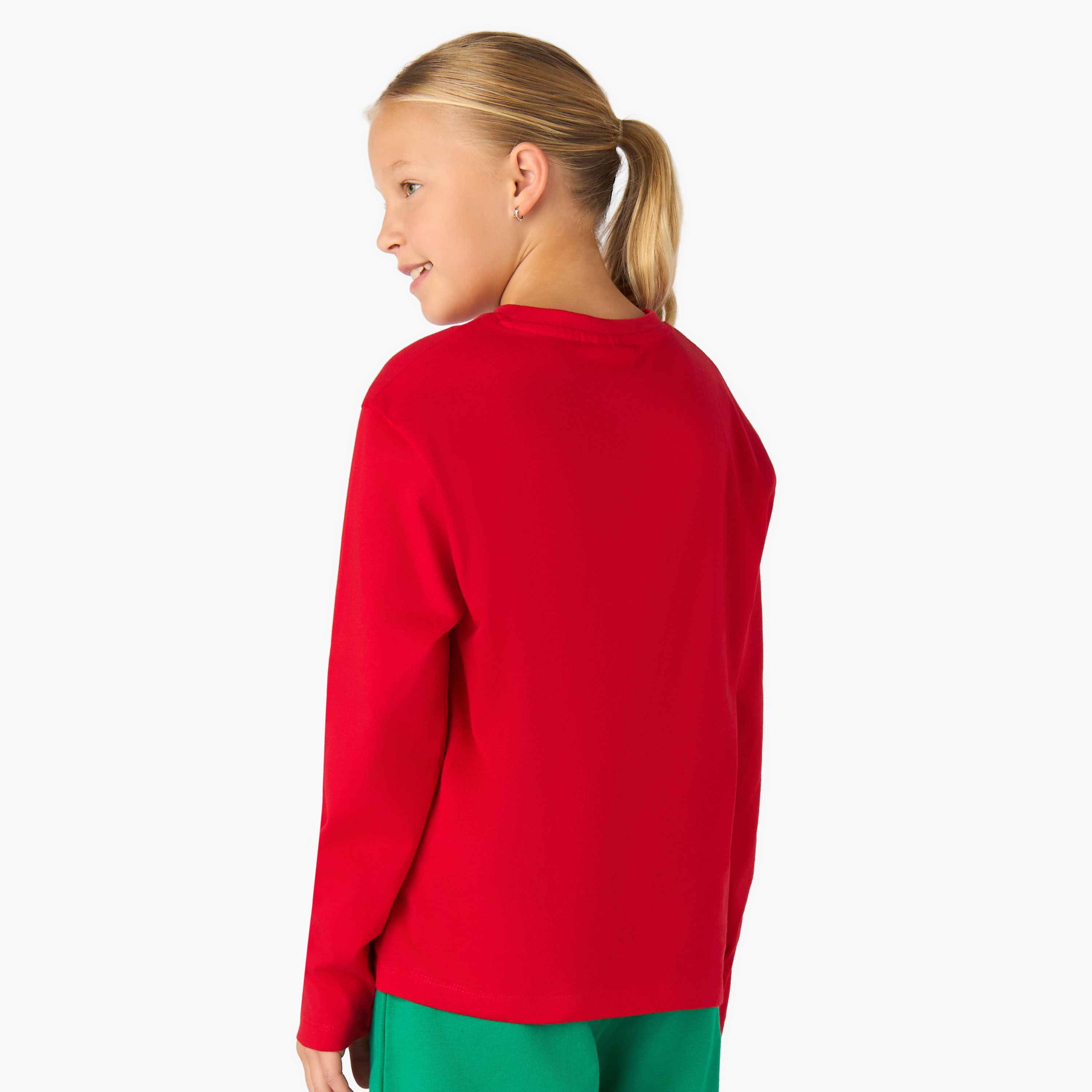 تيشيرت بناتي قطن بأكمام طويلة ورقبة ضيقة وطبعات من جونيورز-girls-clothing-tshirts-image-3