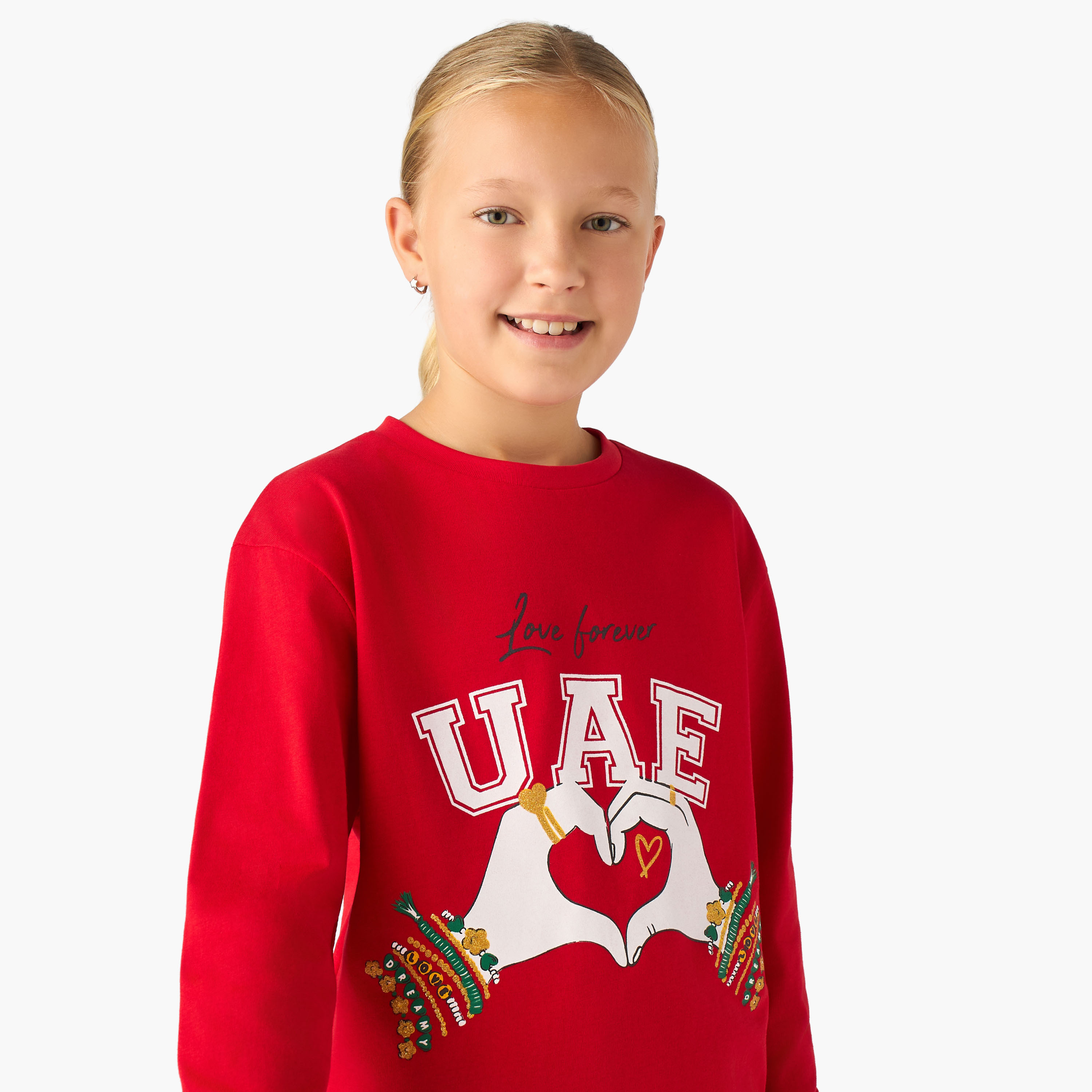 تيشيرت بناتي قطن بأكمام طويلة ورقبة ضيقة وطبعات من جونيورز-girls-clothing-tshirts-image-4