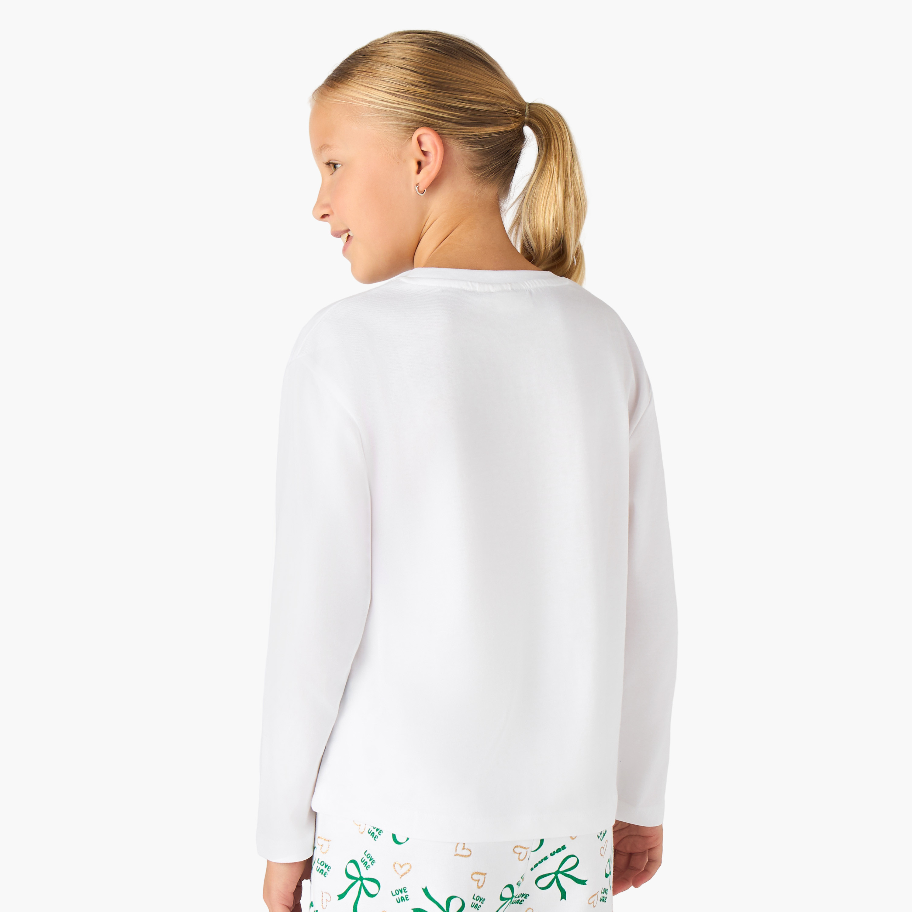 تيشيرت بناتي قطن بأكمام طويلة ورقبة ضيقة وطبعات من جونيورز-girls-clothing-tshirts-image-3