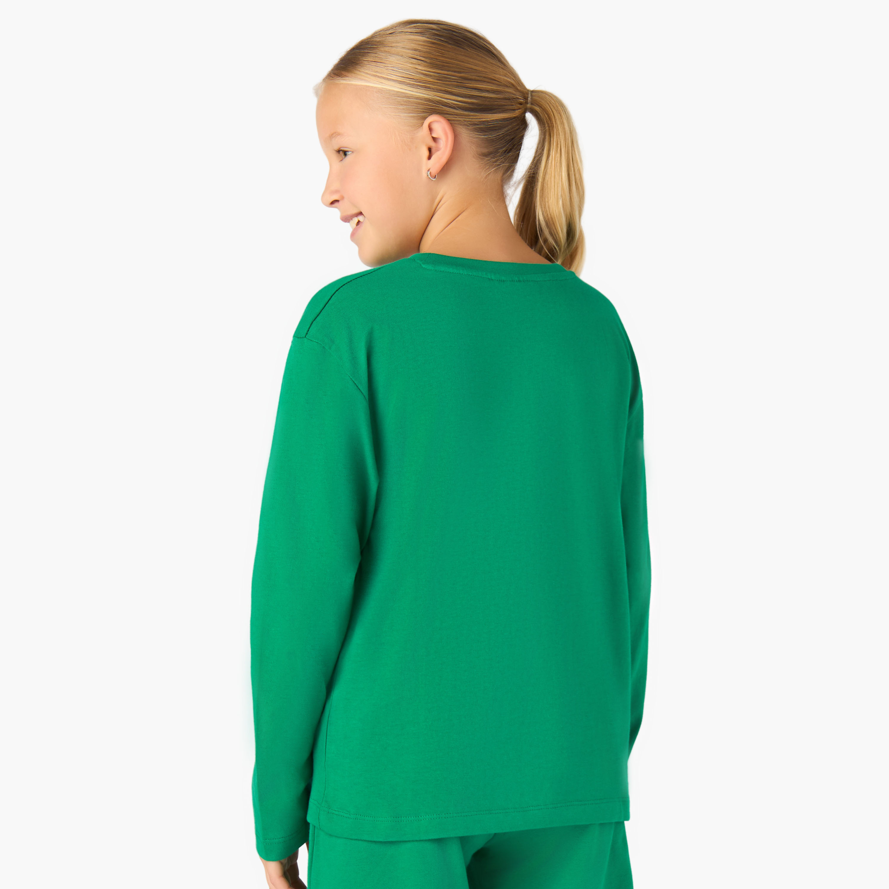 Juniors Girls Crew Neck T-shirt with UAE National Day Print - Cotton - Long Sleeves-girls-clothing-tshirts-image-3