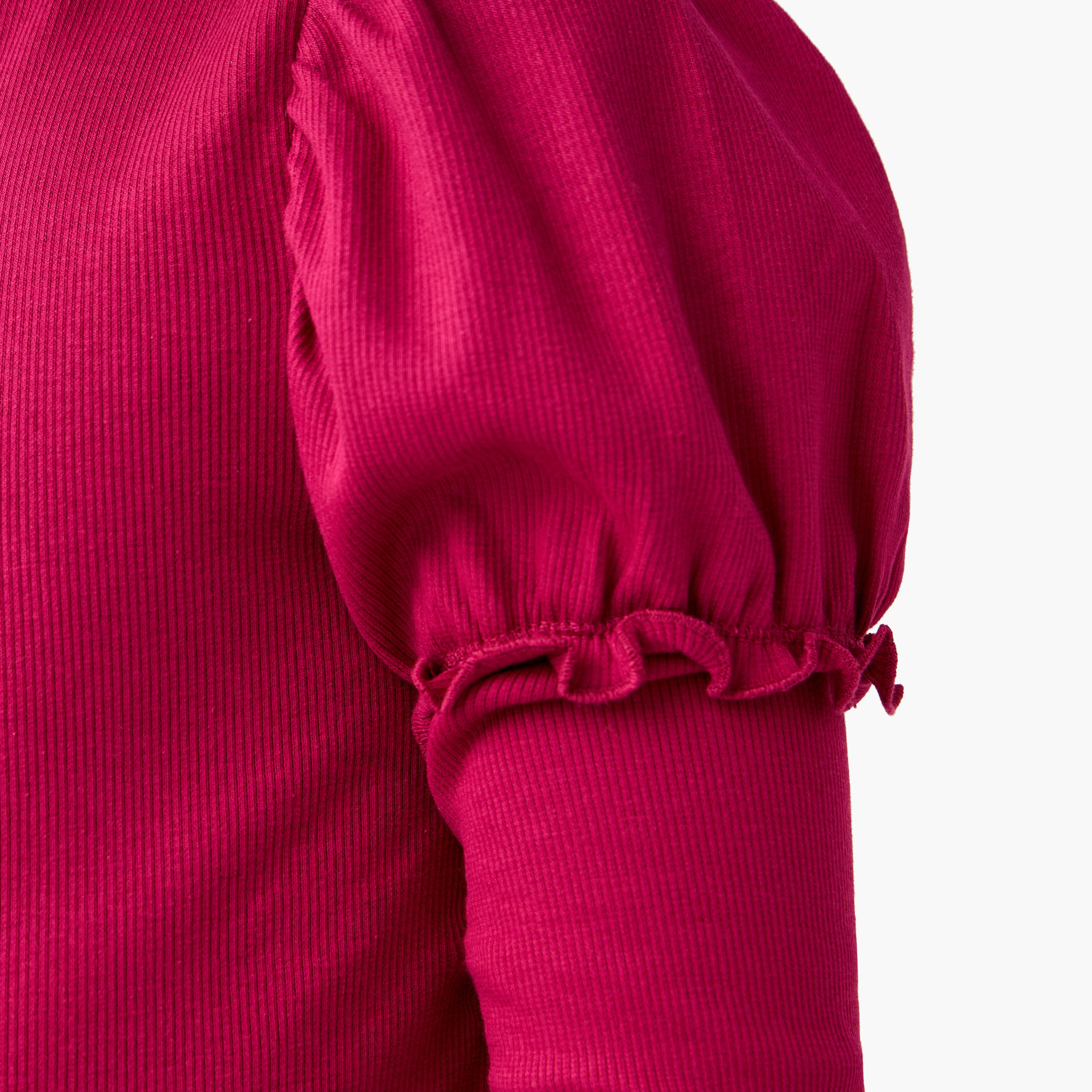تيشيرت مضلع بياقة عالية وأكمام طويلة من جونيورز-girls-clothing-tshirts-image-5