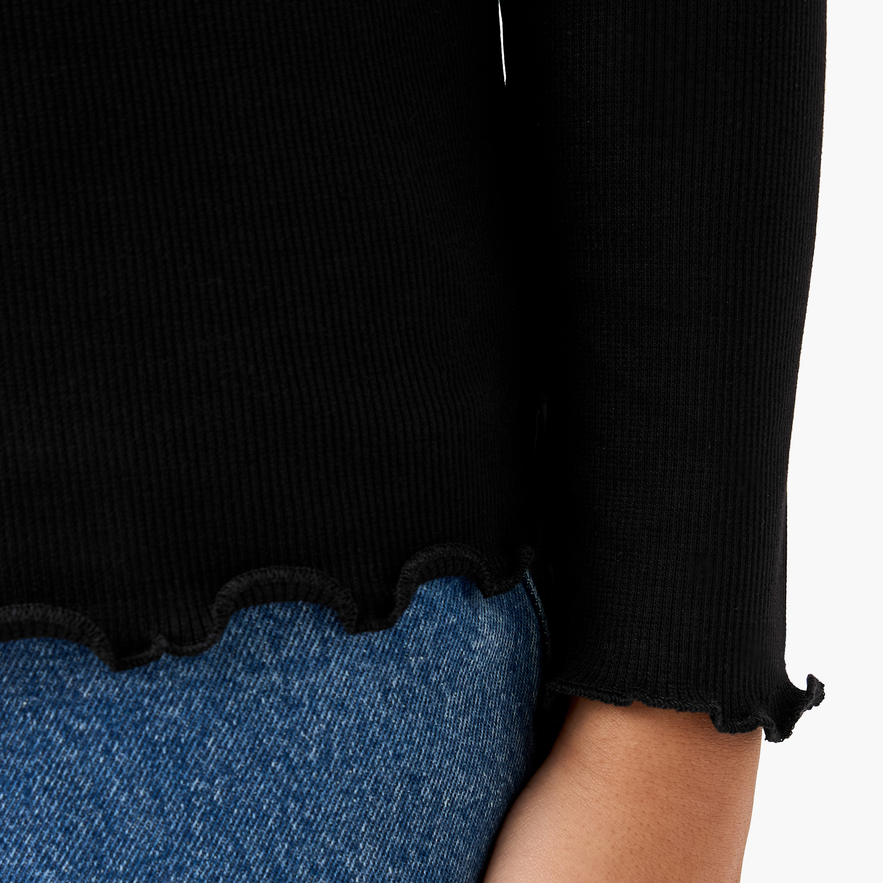 Juniors Ribbed Turtleneck T-shirt with Long Sleeves-girls-clothing-tshirts-image-5