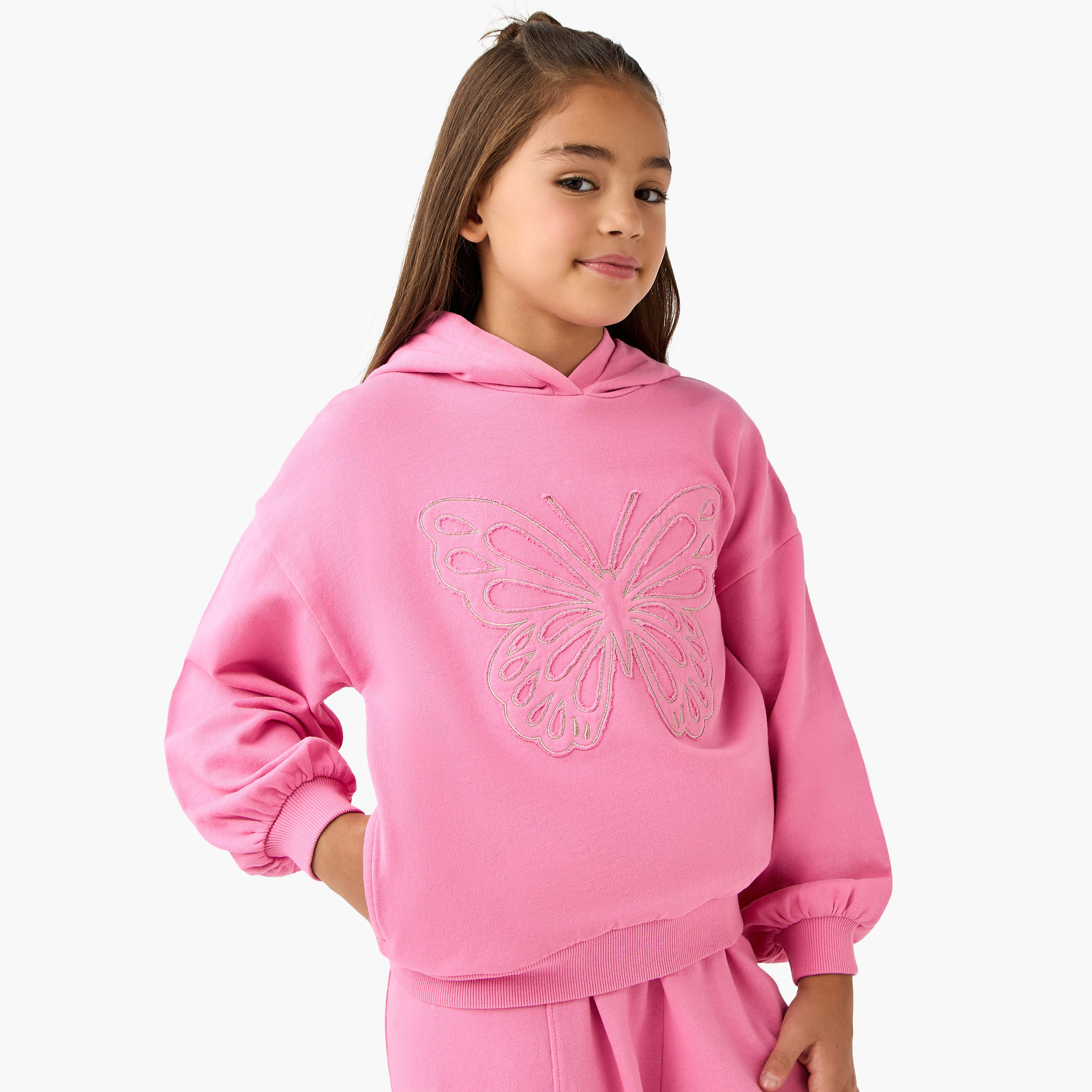 Juniors Embellished Butterfly Hooded Sweatshirt and Joggers Set-girls-clothing-setsandcoords-image-2
