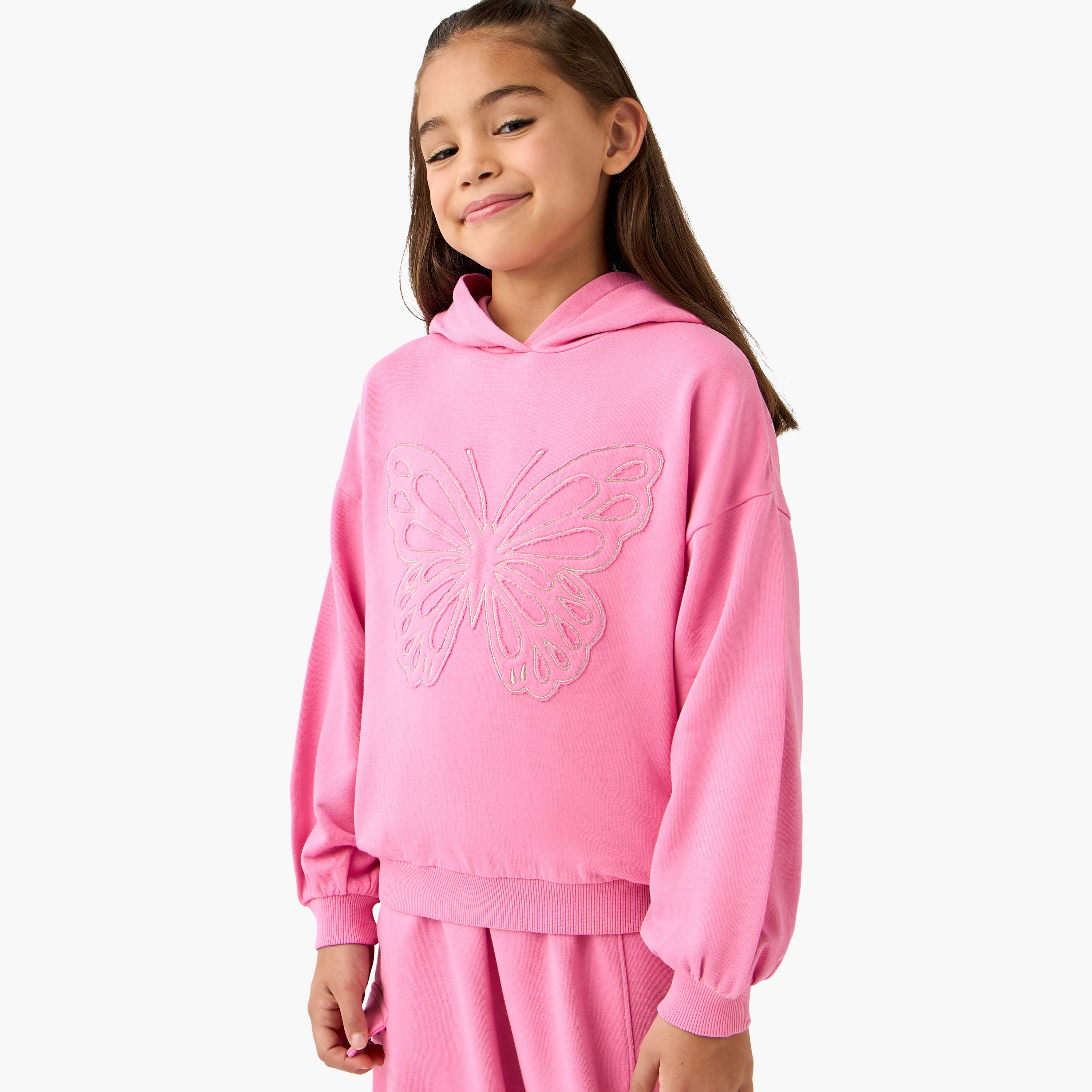 Juniors Embellished Butterfly Hooded Sweatshirt and Joggers Set-girls-clothing-setsandcoords-image-5