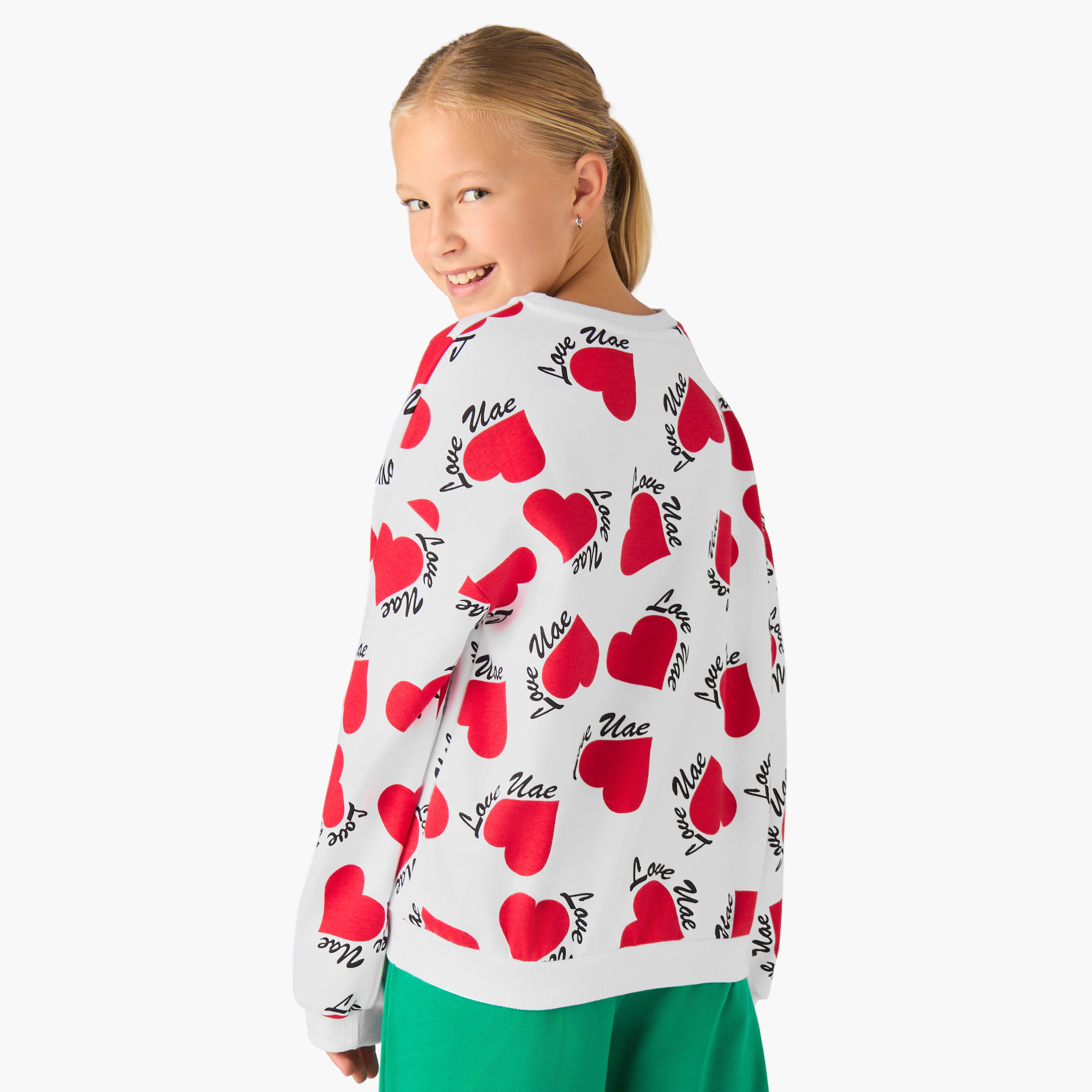 سويت شيرت قطن بياقة ضيقة وأكمام طويلة وطبعات للبنات من جونيورز-girls-clothing-sweatshirts-image-3