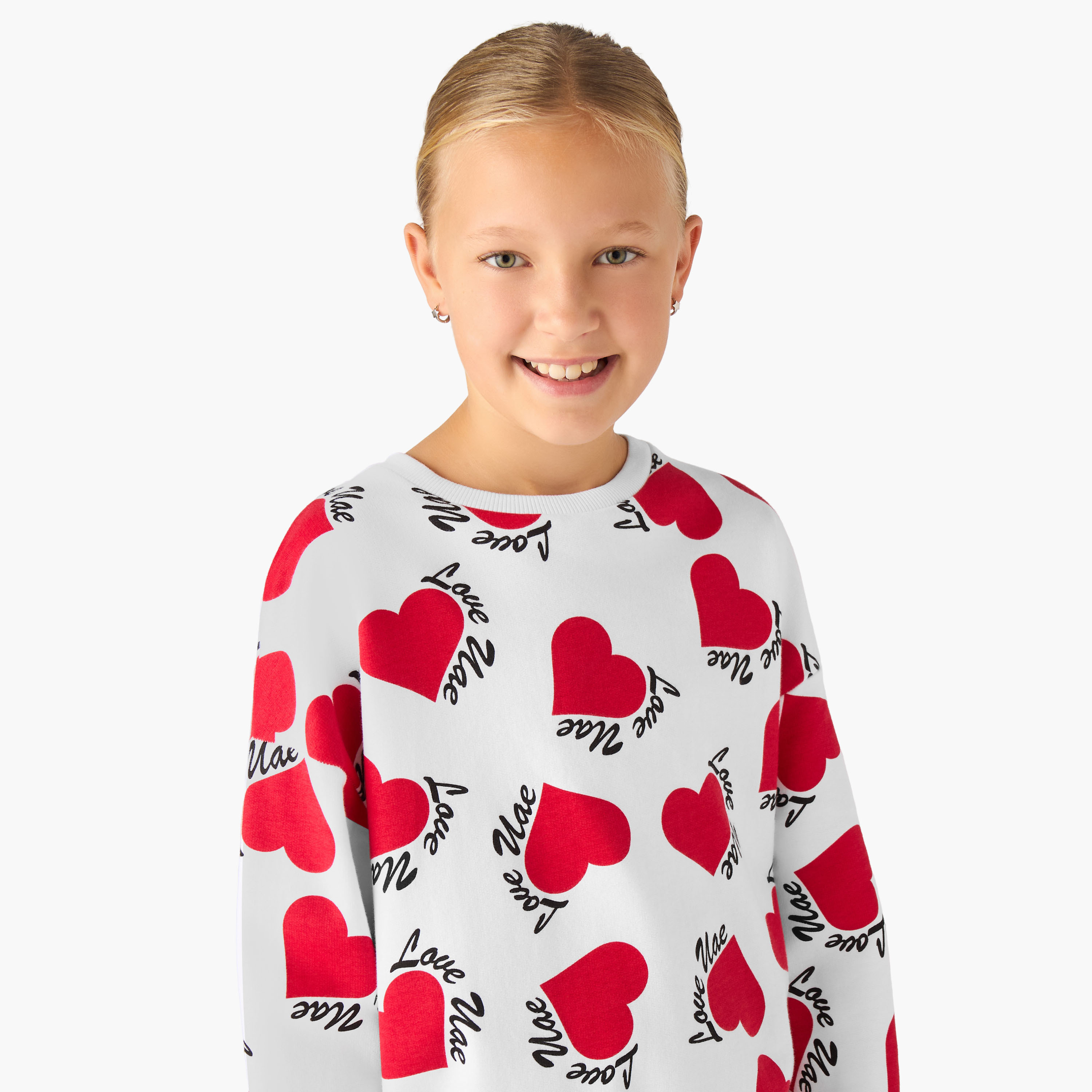سويت شيرت قطن بياقة ضيقة وأكمام طويلة وطبعات للبنات من جونيورز-girls-clothing-sweatshirts-image-4