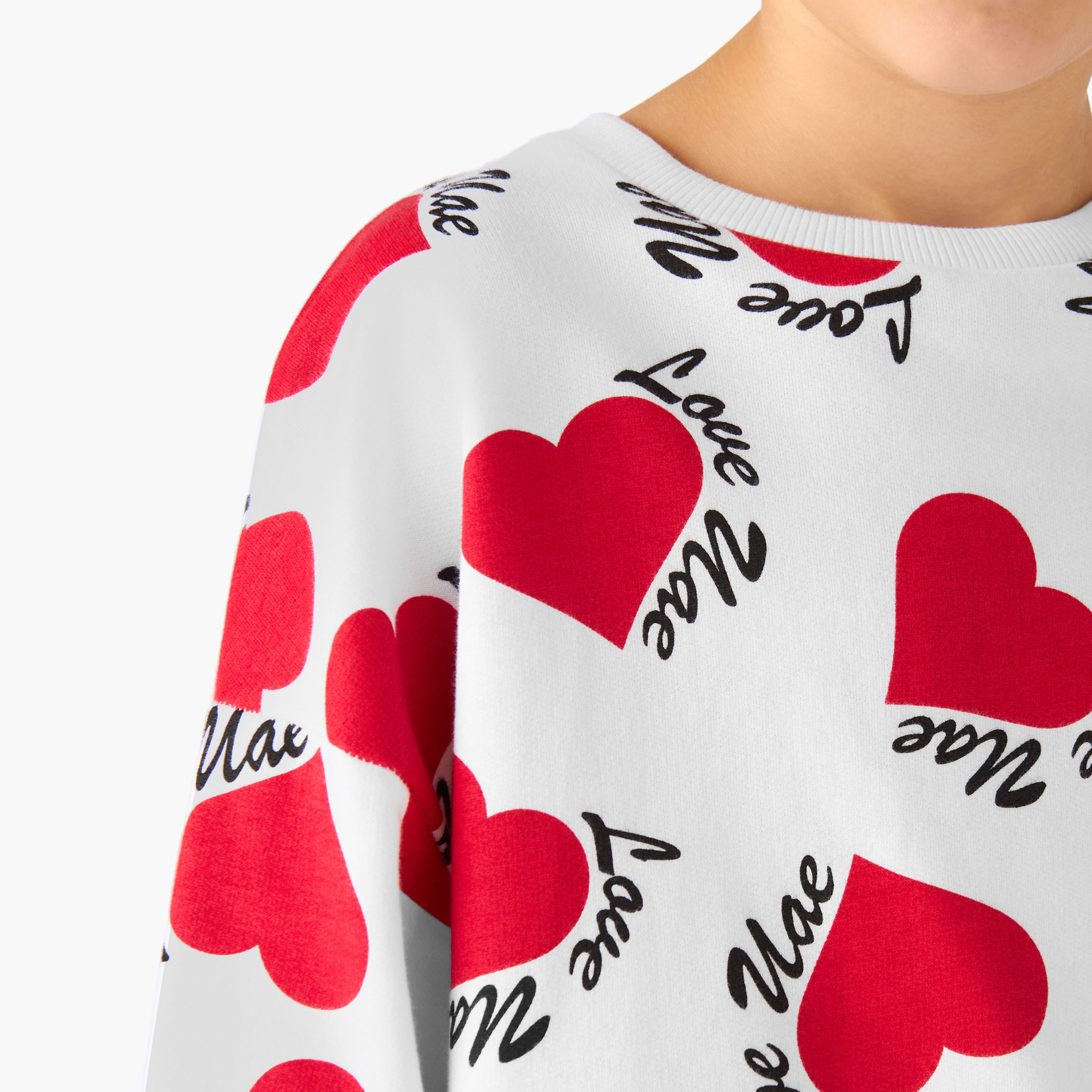 سويت شيرت قطن بياقة ضيقة وأكمام طويلة وطبعات للبنات من جونيورز-girls-clothing-sweatshirts-image-5