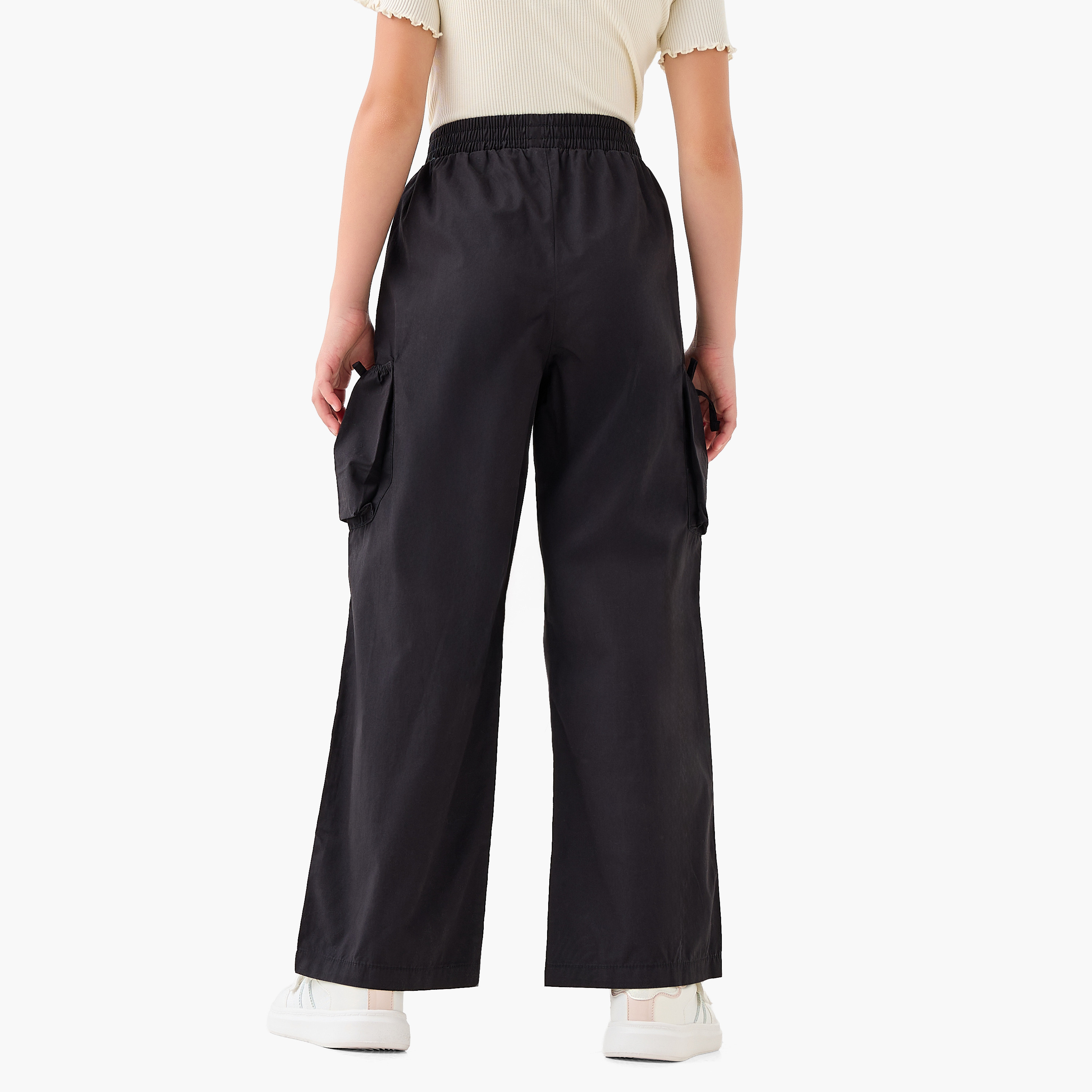 بنطلون واسع الساقين بجيوب كارجو - قطن - خصر مطاطي للبنات من جونيورز-girls-clothing-bottoms-trousers-image-3