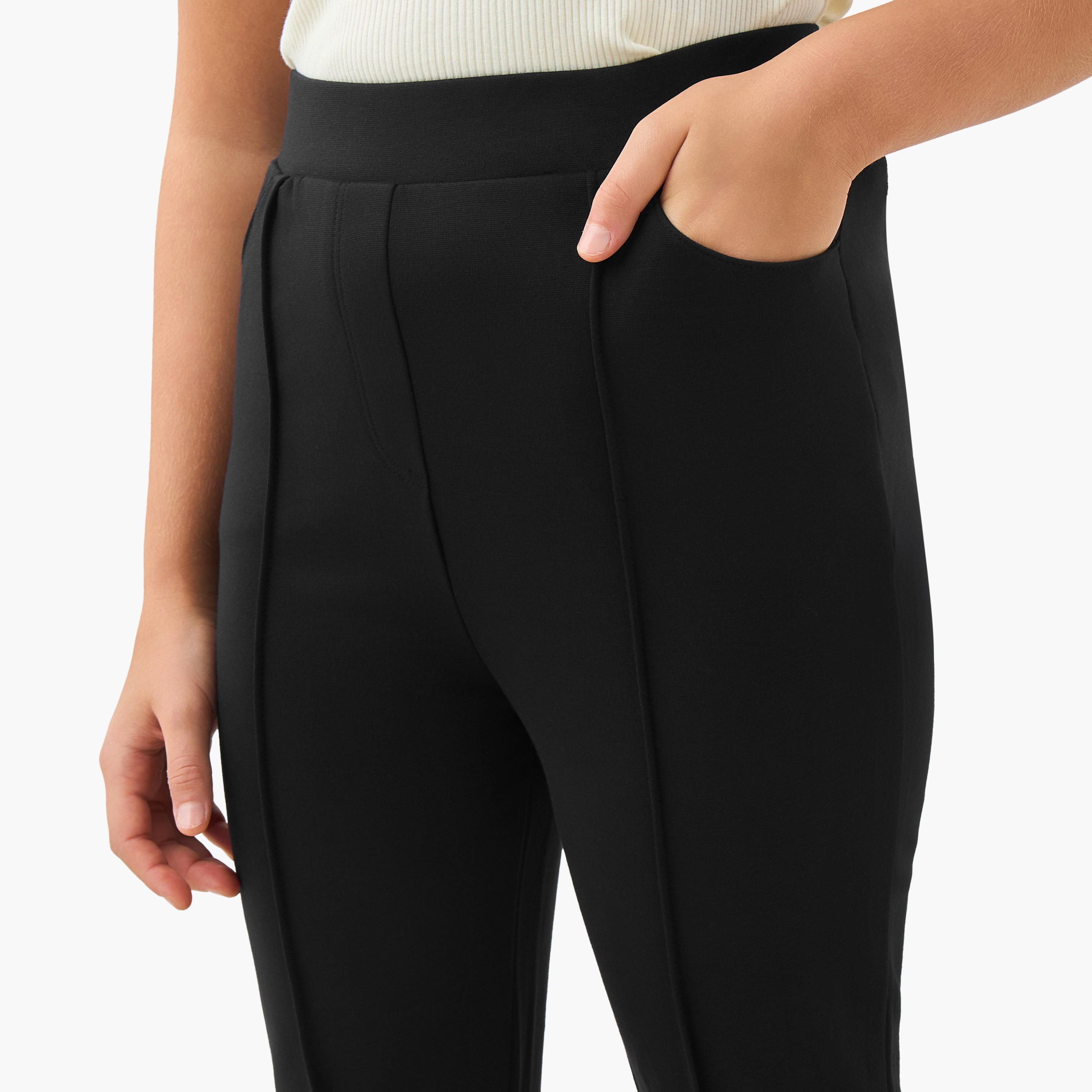Juniors Girls Trousers with Slit Detail - Cotton-girls-clothing-bottoms-trousers-image-4