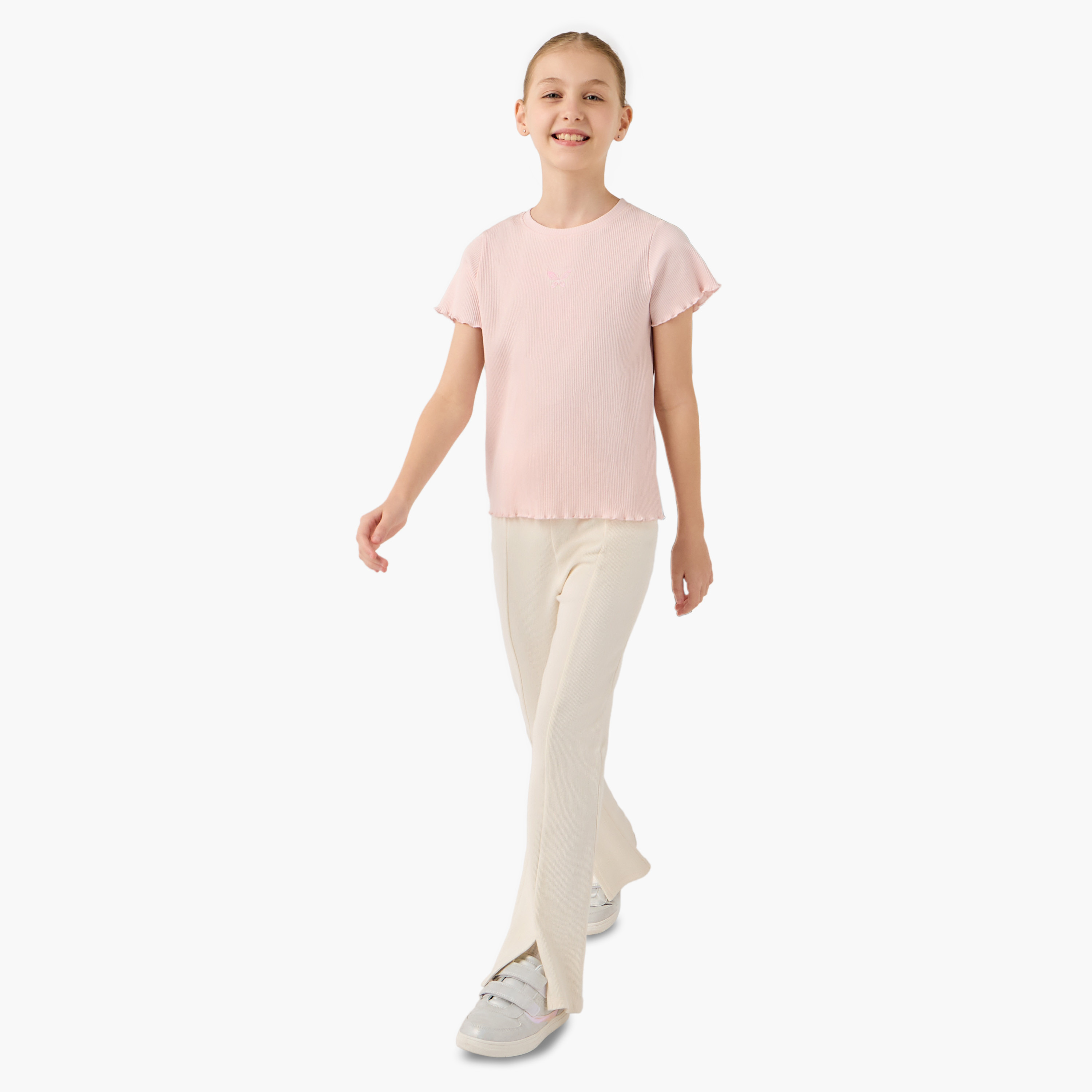 Juniors Ribbed Flared Leggings-girls-clothing-bottoms-leggings-image-2