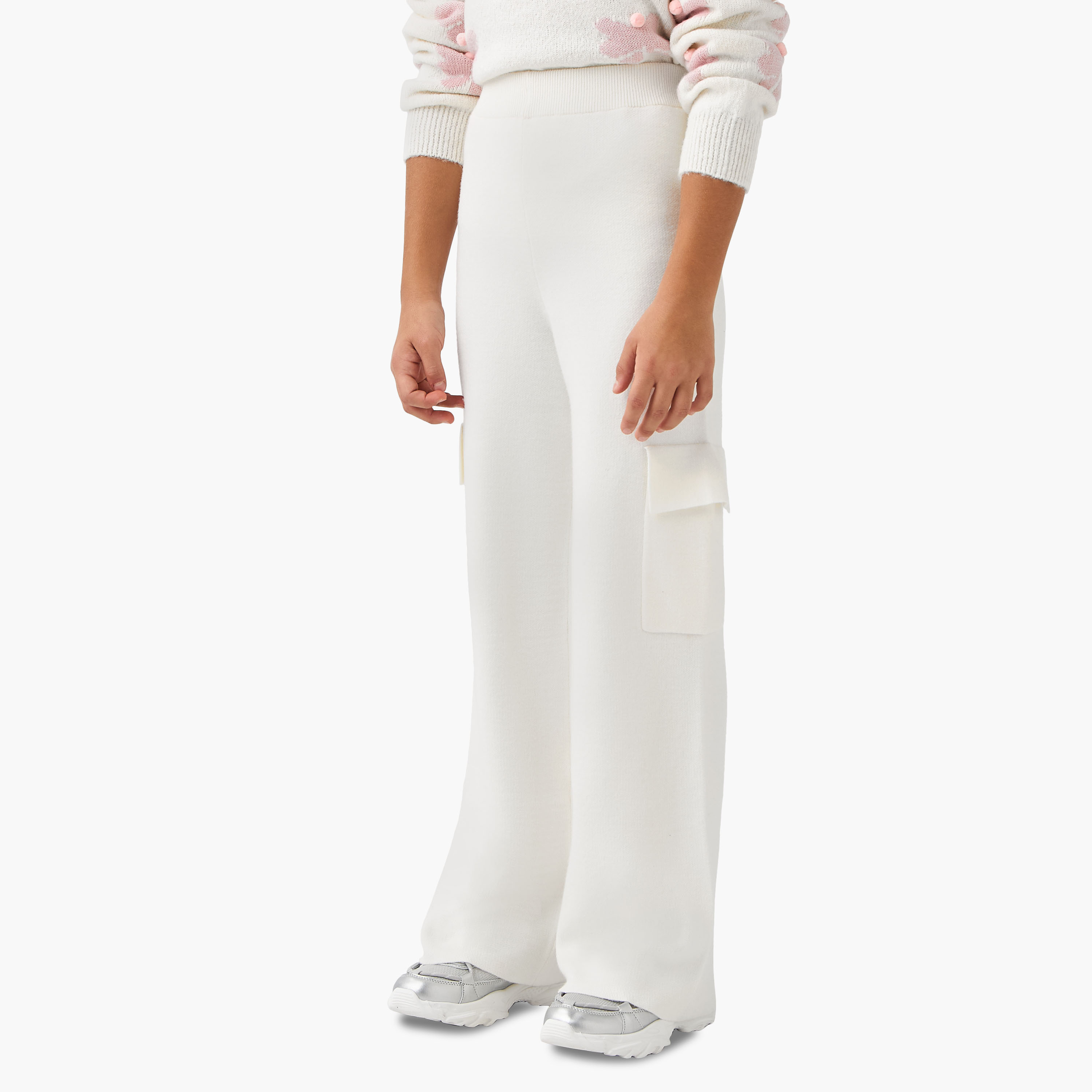 بنطلون كارجو سادة بخصر مطاطي وجيوب من جونيورز-girls-clothing-bottoms-trousers-image-5