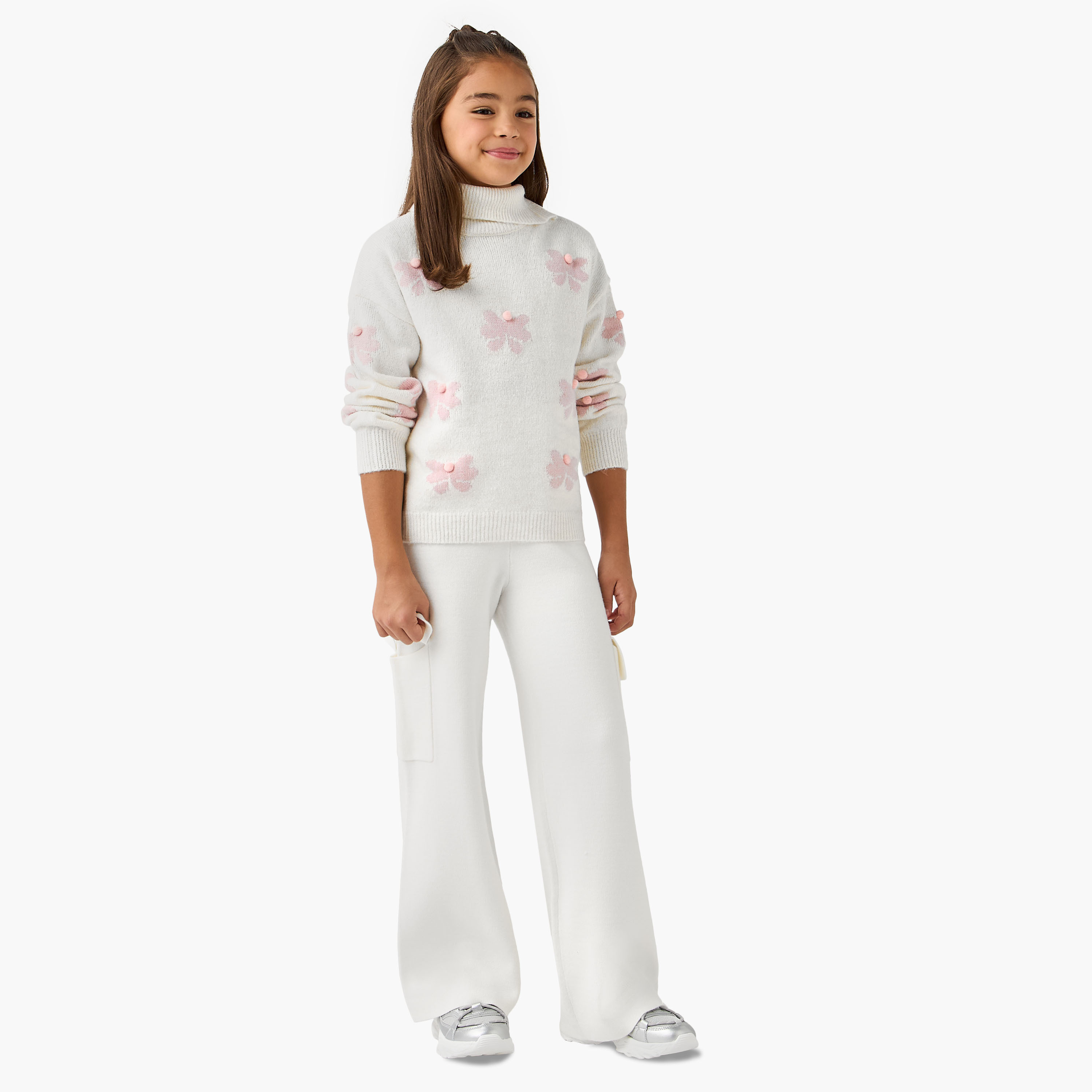 بنطلون كارجو سادة بخصر مطاطي وجيوب من جونيورز-girls-clothing-bottoms-trousers-image-4