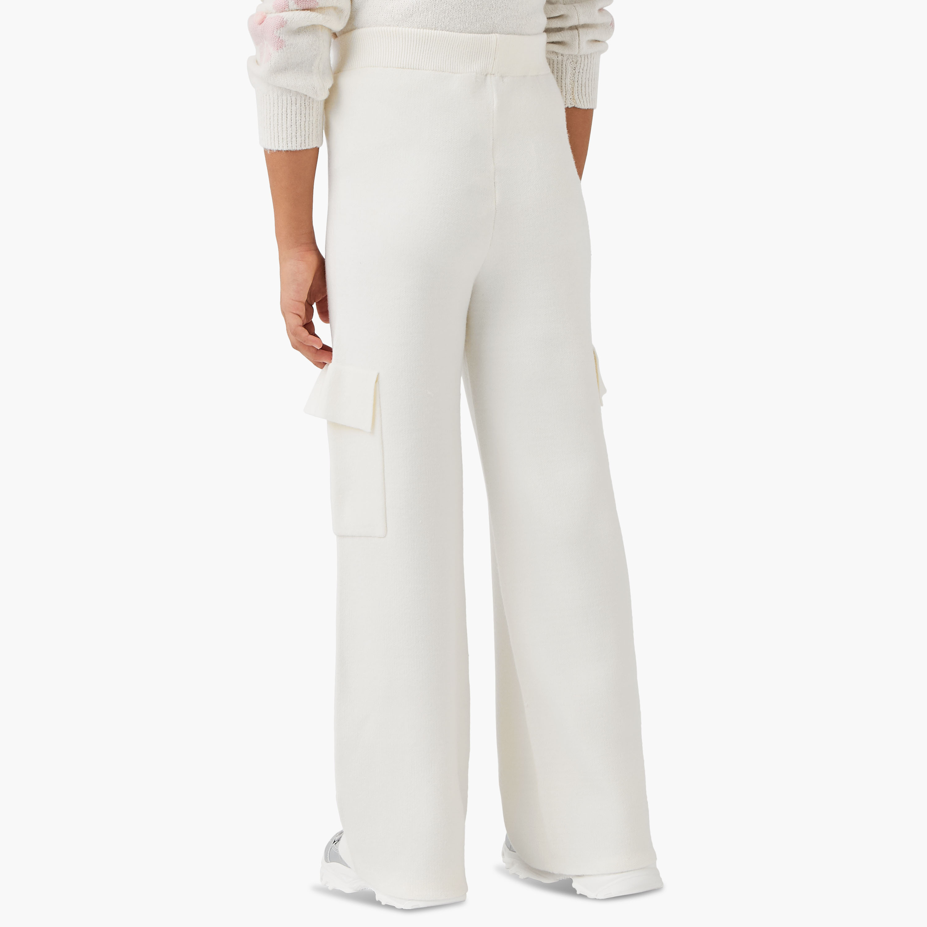 بنطلون كارجو سادة بخصر مطاطي وجيوب من جونيورز-girls-clothing-bottoms-trousers-image-3