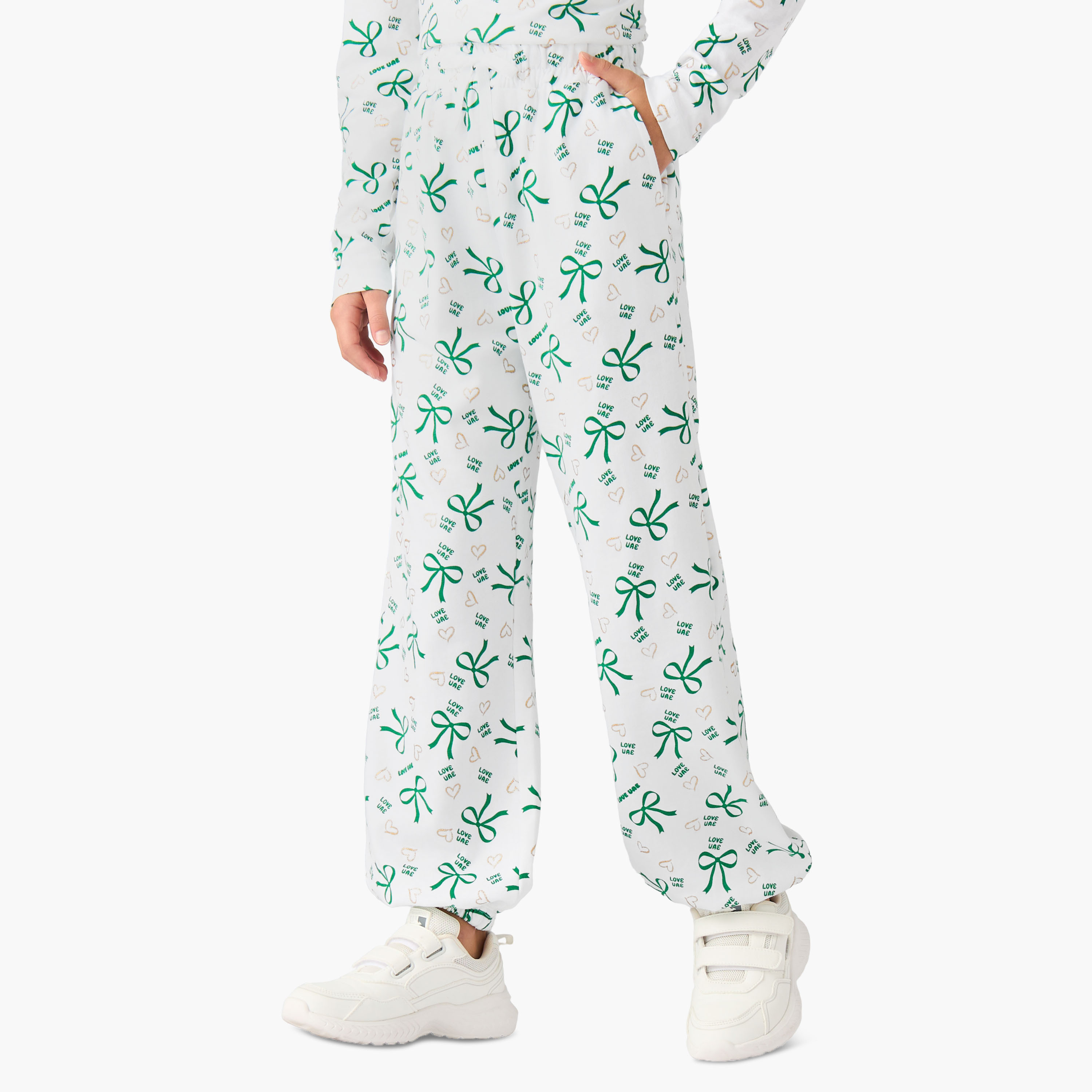 Juniors Girls Joggers with UAE National Day Print - Cotton - Drawstring Waist-girls-clothing-bottoms-joggersandtrackpants-image-1