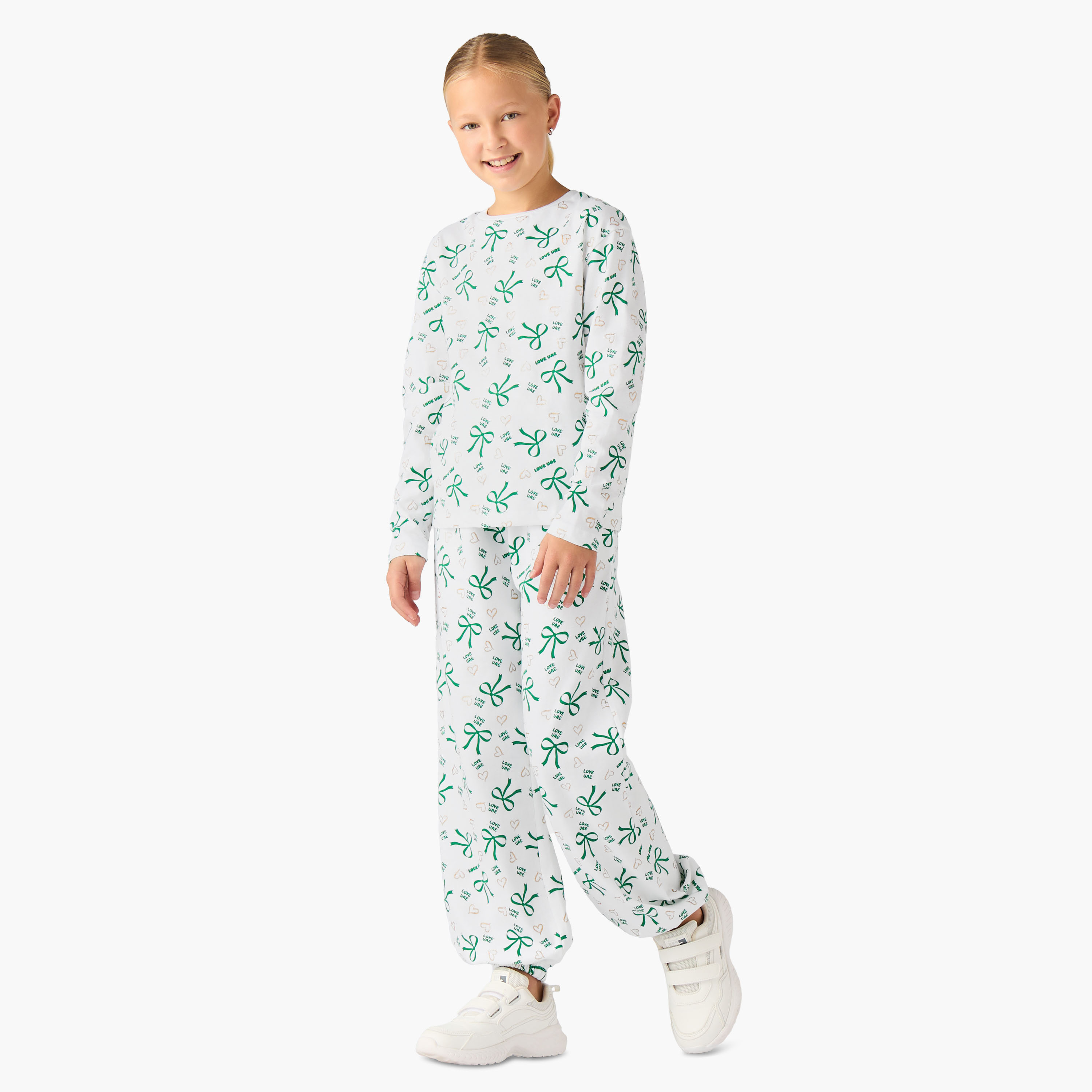 Juniors Girls Joggers with UAE National Day Print - Cotton - Drawstring Waist-girls-clothing-bottoms-joggersandtrackpants-image-2