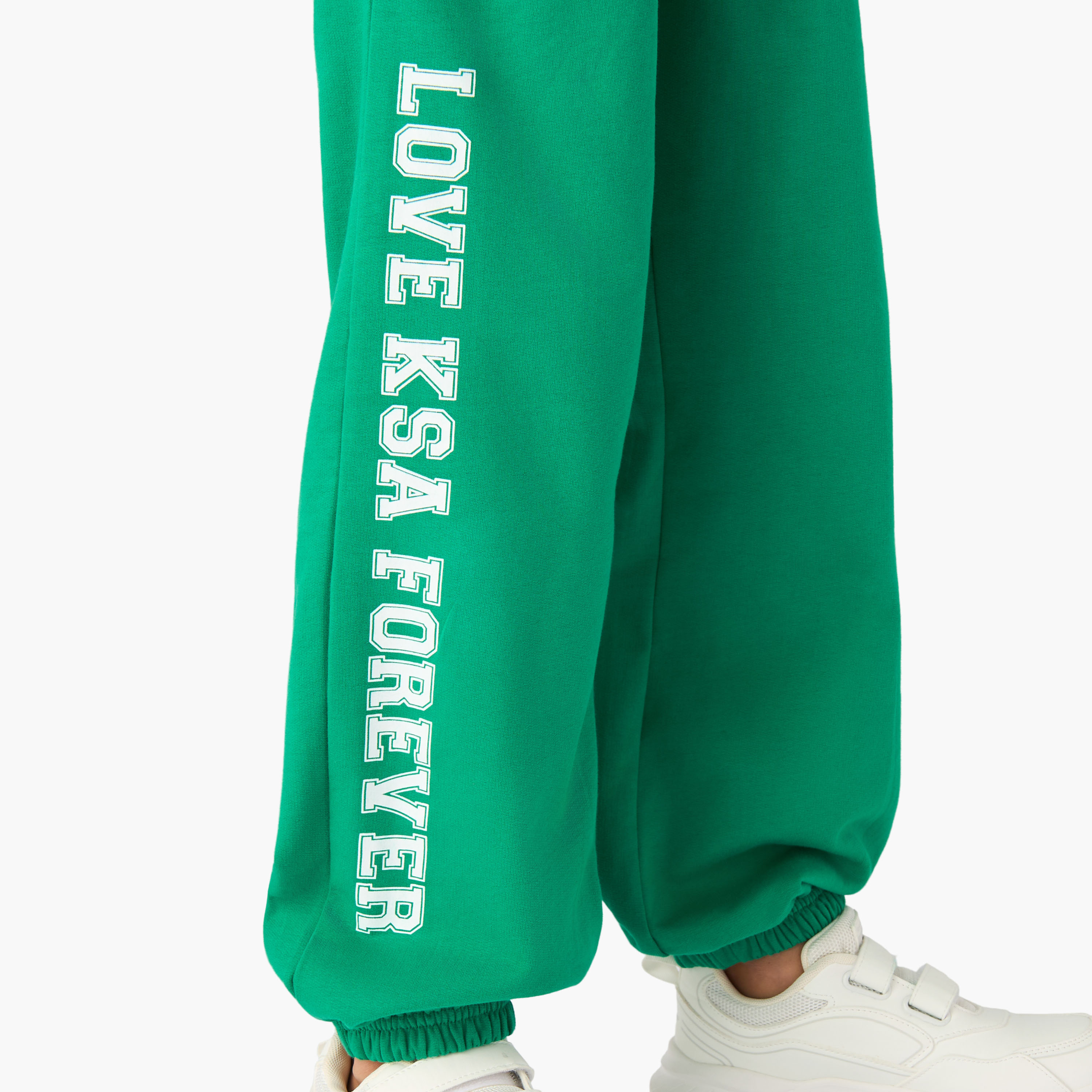 بنطلون رياضي بطبعات اليوم الوطني السعودي للبنات من جونيورز - قطن - خصر برباط-girls-clothing-bottoms-joggersandtrackpants-image-5