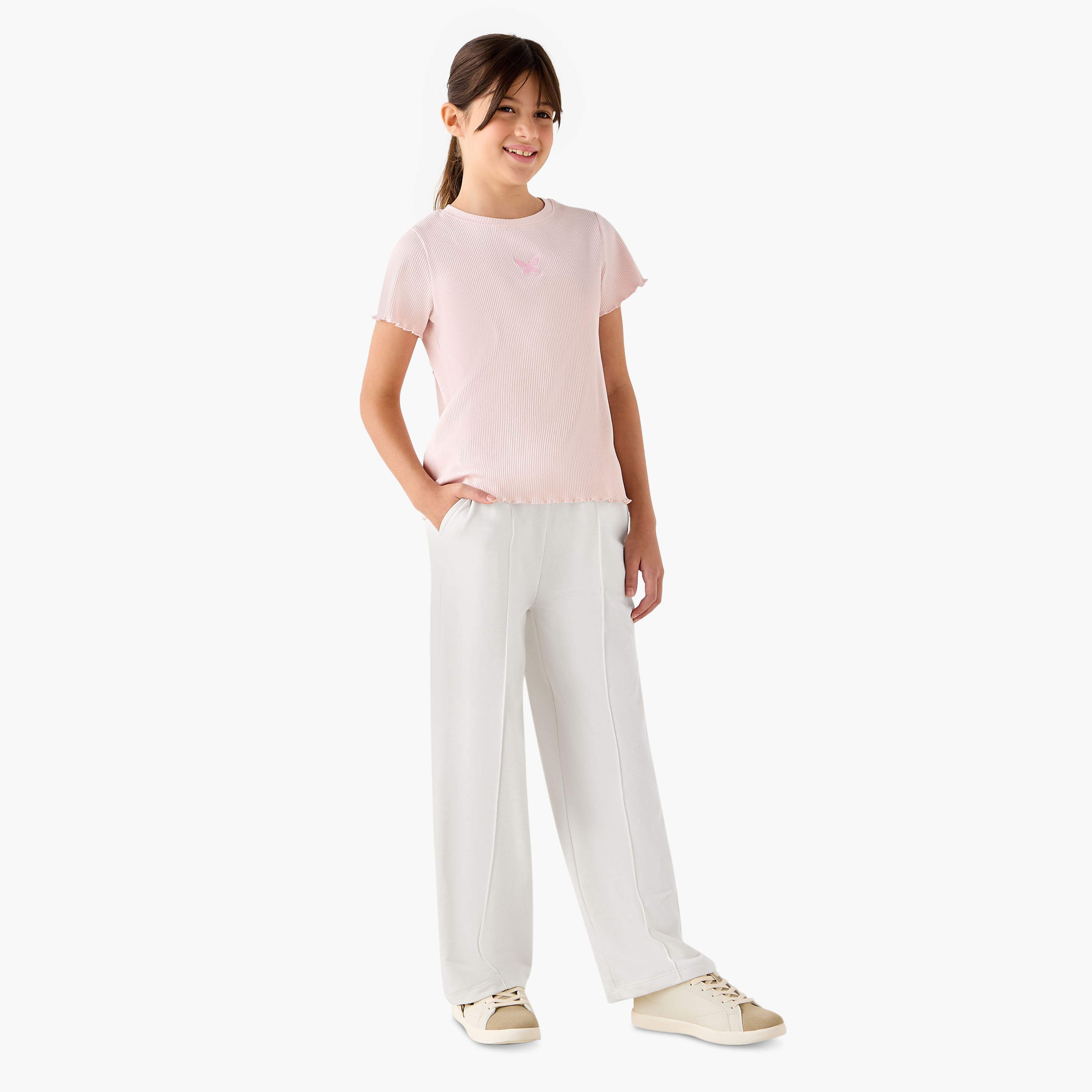Juniors Solid Track Pants with Drawstring Closure and Pockets-girls-clothing-bottoms-joggersandtrackpants-image-2