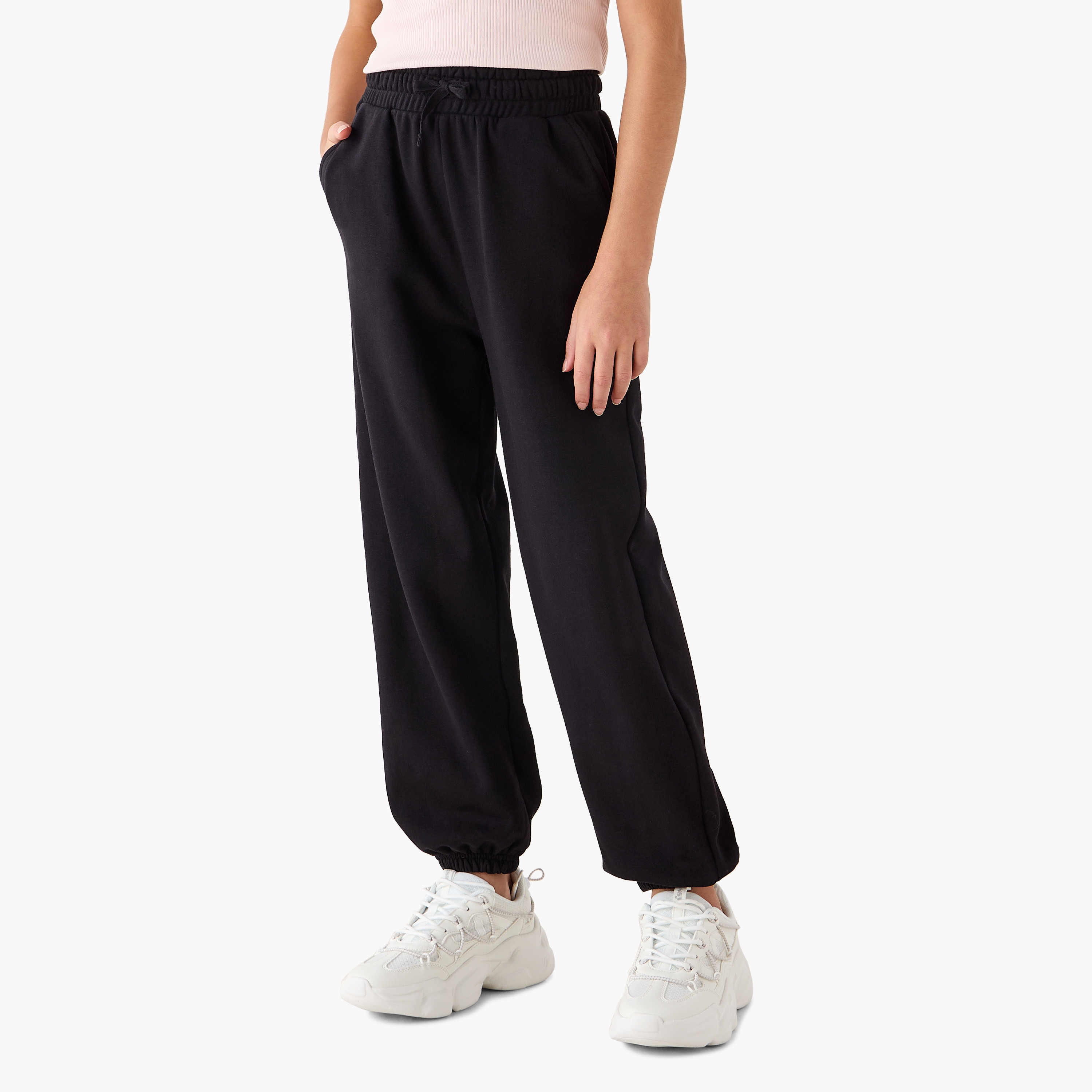 Juniors Solid Joggers with Drawstring Closure and Pockets-girls-clothing-bottoms-joggersandtrackpants-image-1