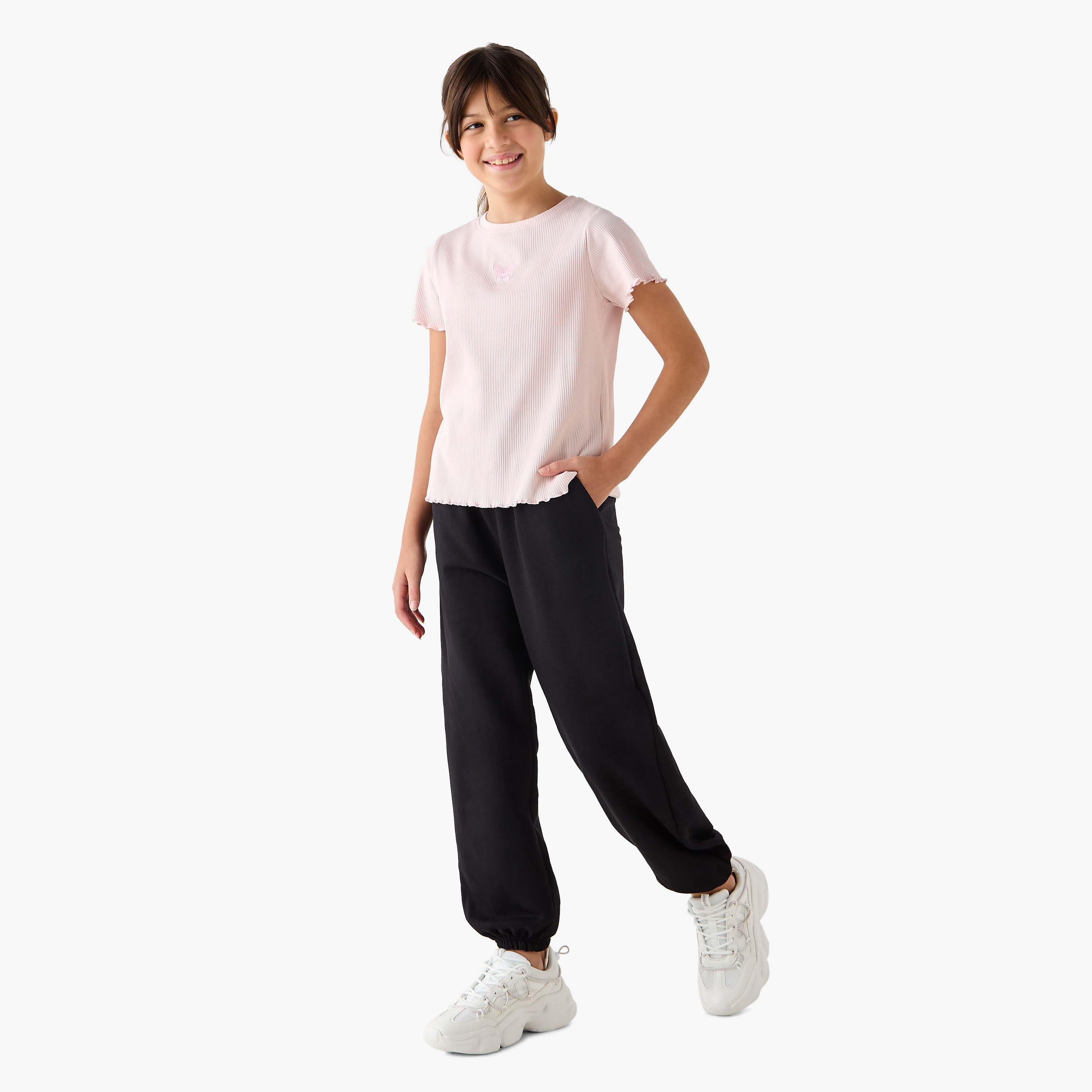 Juniors Solid Joggers with Drawstring Closure and Pockets-girls-clothing-bottoms-joggersandtrackpants-image-2