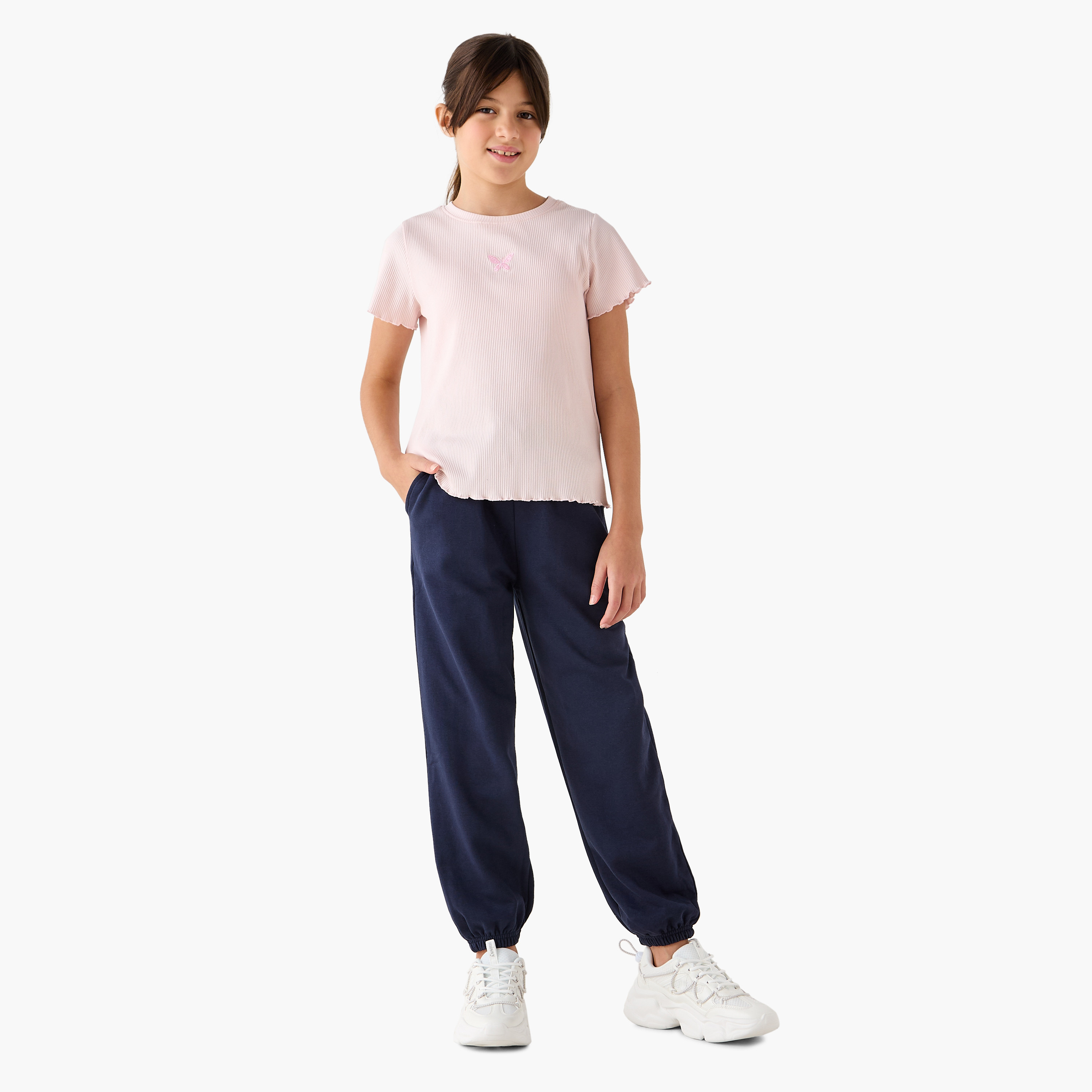 Juniors Solid Joggers with Drawstring Closure and Pockets-girls-clothing-bottoms-joggersandtrackpants-image-2