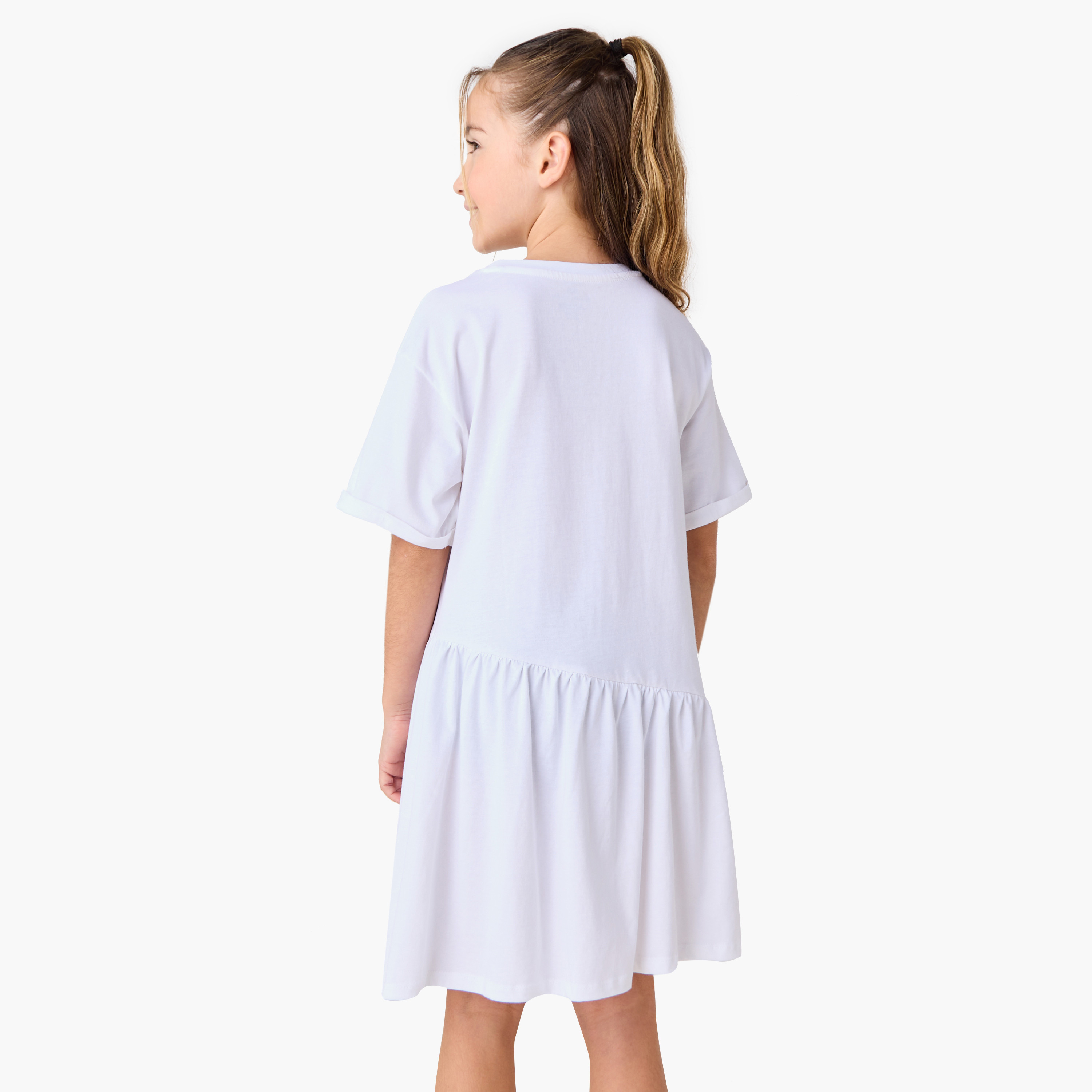 Juniors Saudi Arabia National Day Print A-line Dress with Round Neck-girls-clothing-dressesandjumpsuits-image-3