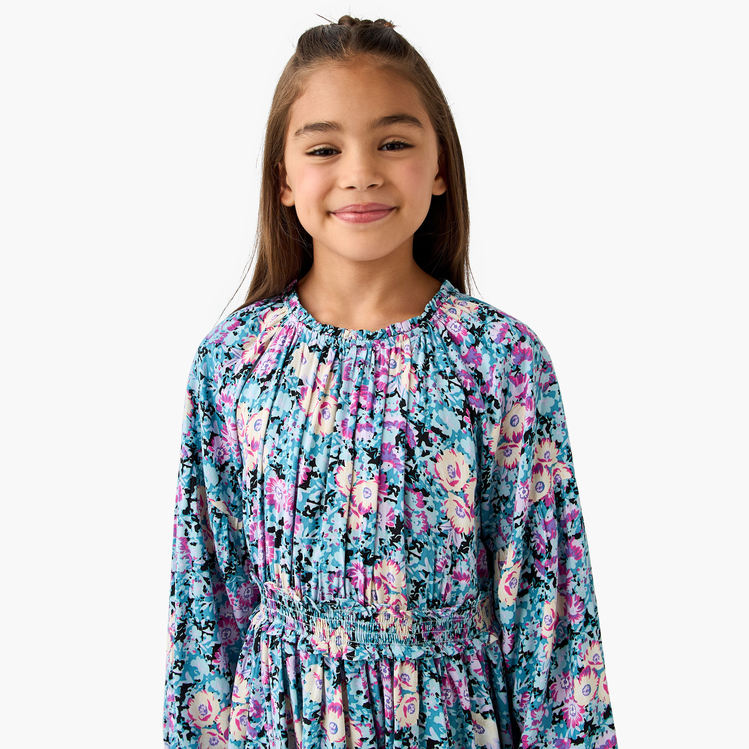 Juniors Floral Print Dress with Long Sleeves-girls-clothing-dressesandjumpsuits-image-4