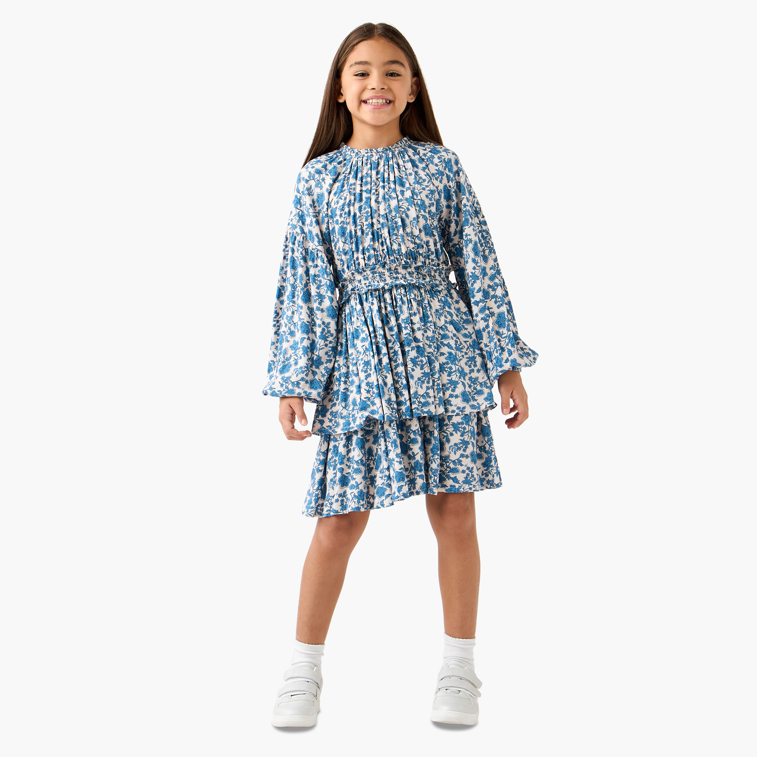 فستان بطبعات زهور بأكمام طويلة من جونيورز-girls-clothing-dressesandjumpsuits-image-2