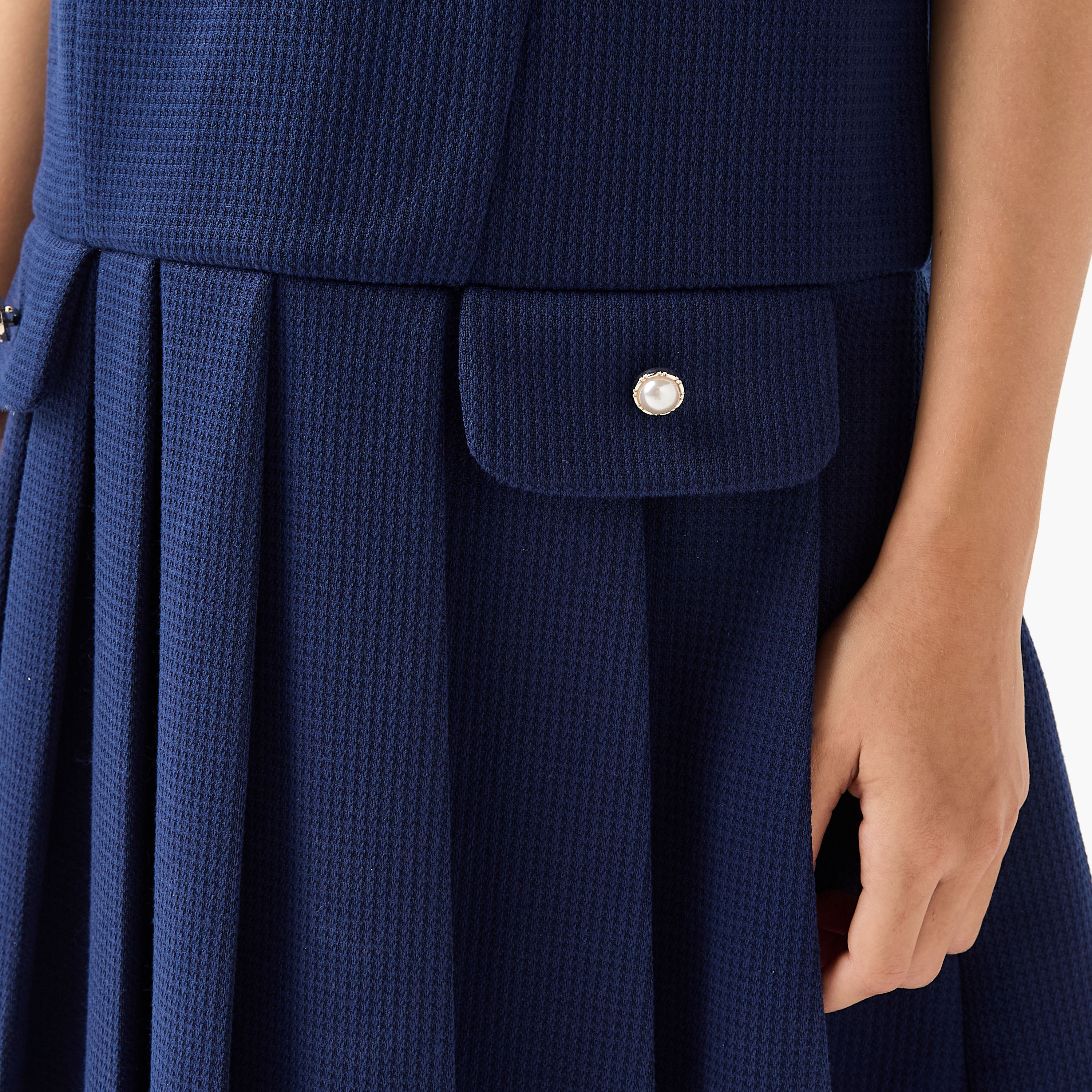 Juniors Pleated Drop Waist Dress with Round Neck-girls-clothing-dressesandjumpsuits-image-5