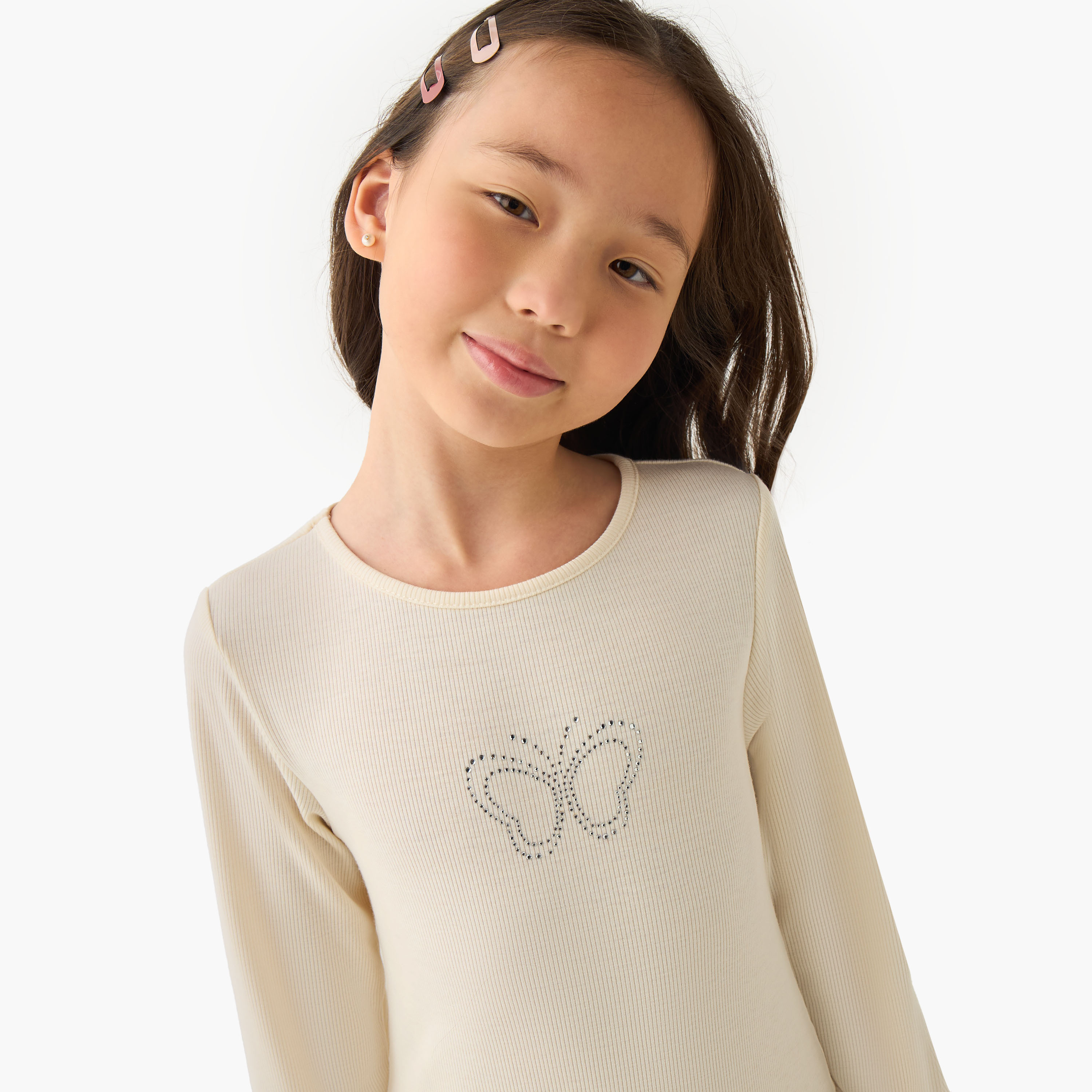 Juniors Round Neck Long Sleeves Knee Length Dress with Embellishments-girls-clothing-dressesandjumpsuits-image-4