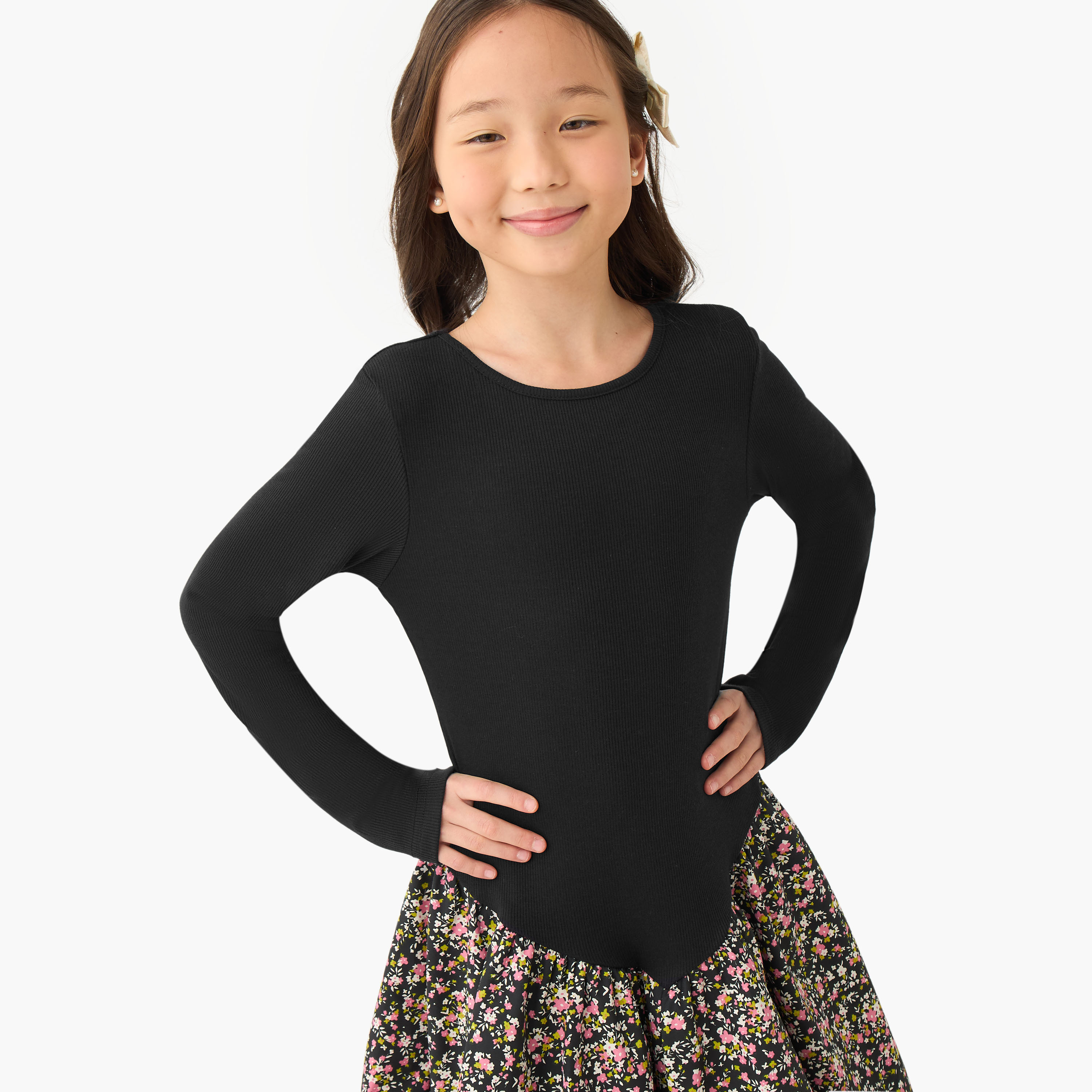Juniors Round Neck Long Sleeves Knee Length Dress with Embellishments-girls-clothing-dressesandjumpsuits-image-4