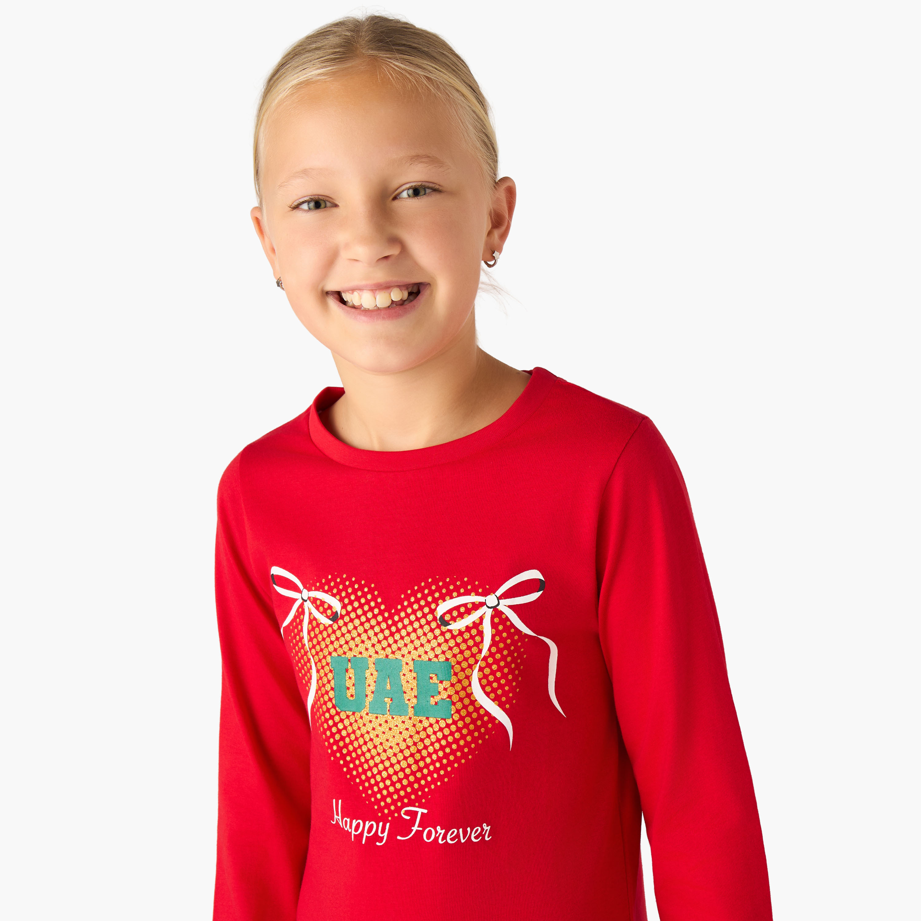 فستان بطول الركبة وياقة مستديرة وأكمام طويلة وطبعات يوم الإمارات الوطني من جونيورز-girls-clothing-dressesandjumpsuits-image-4