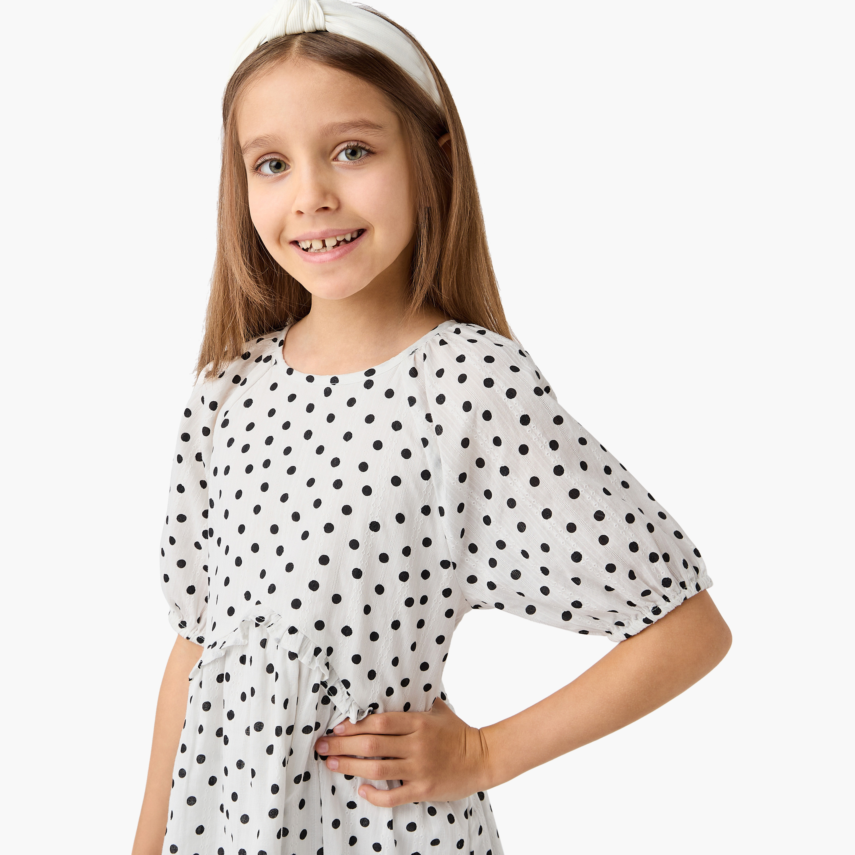Juniors Polka Dot A-line Dress with Ruffle Detail-girls-clothing-dressesandjumpsuits-image-4