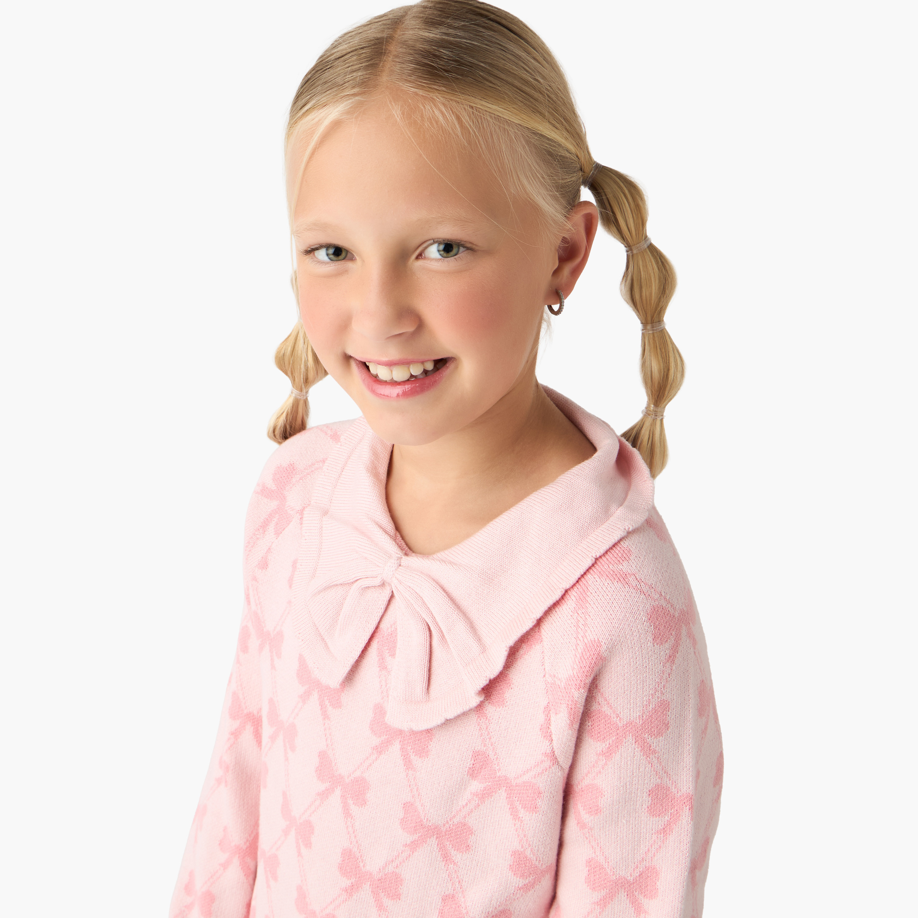 Juniors Collared Long Sleeves Knee Length Sweater Dress with Stockings-girls-clothing-dressesandjumpsuits-image-4