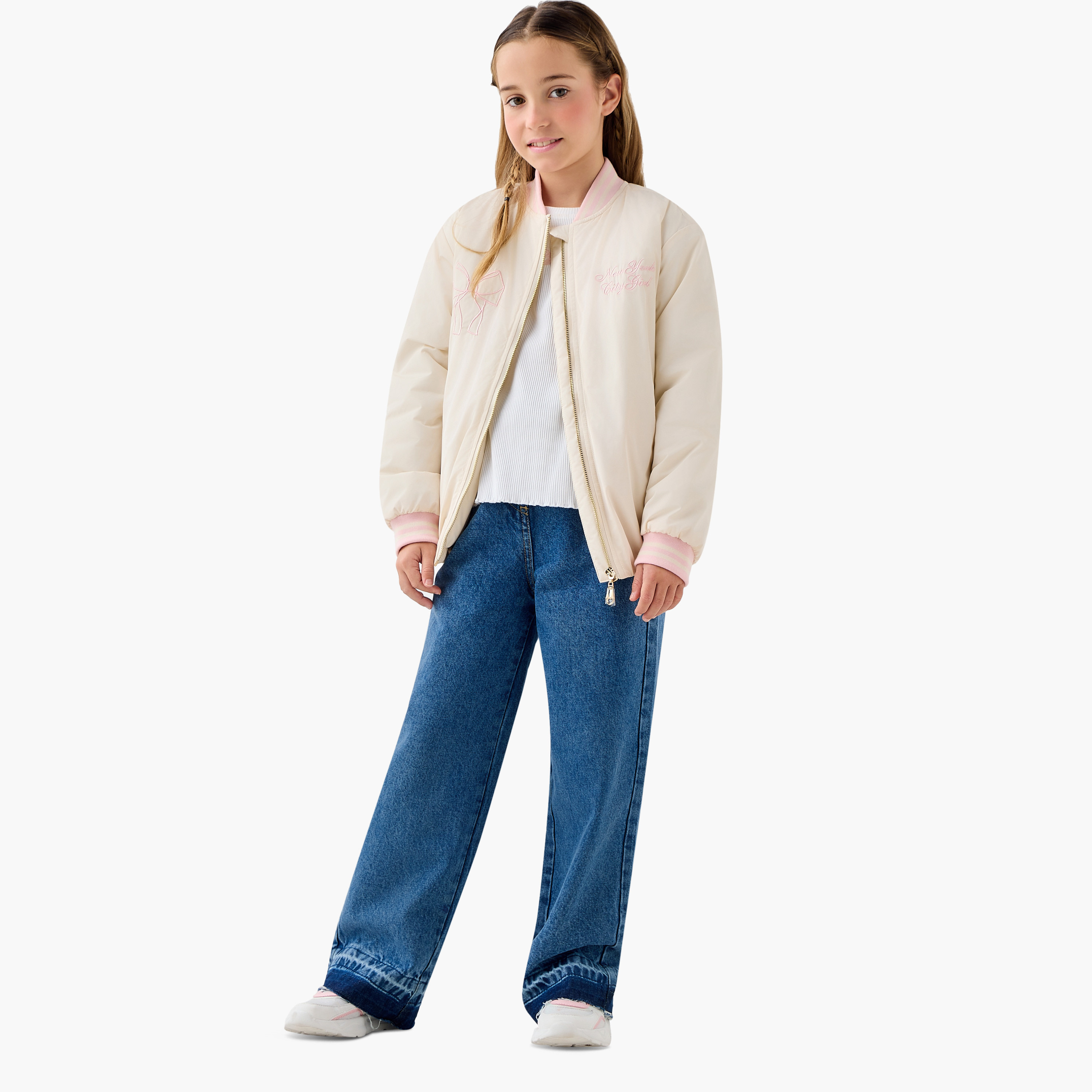 جاكيت بومبر مطرز بسحاب إغلاق وجيوب من جونيورز-girls-clothing-jacketsandcoats-image-4